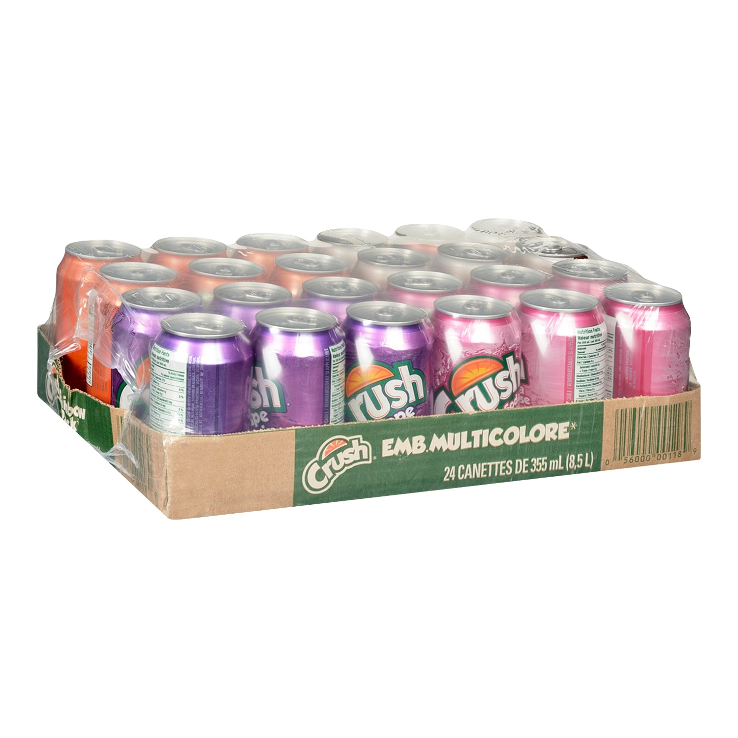 Crush Crush Assorted Rainbow pack cans 24/355ml [$1.12/each]