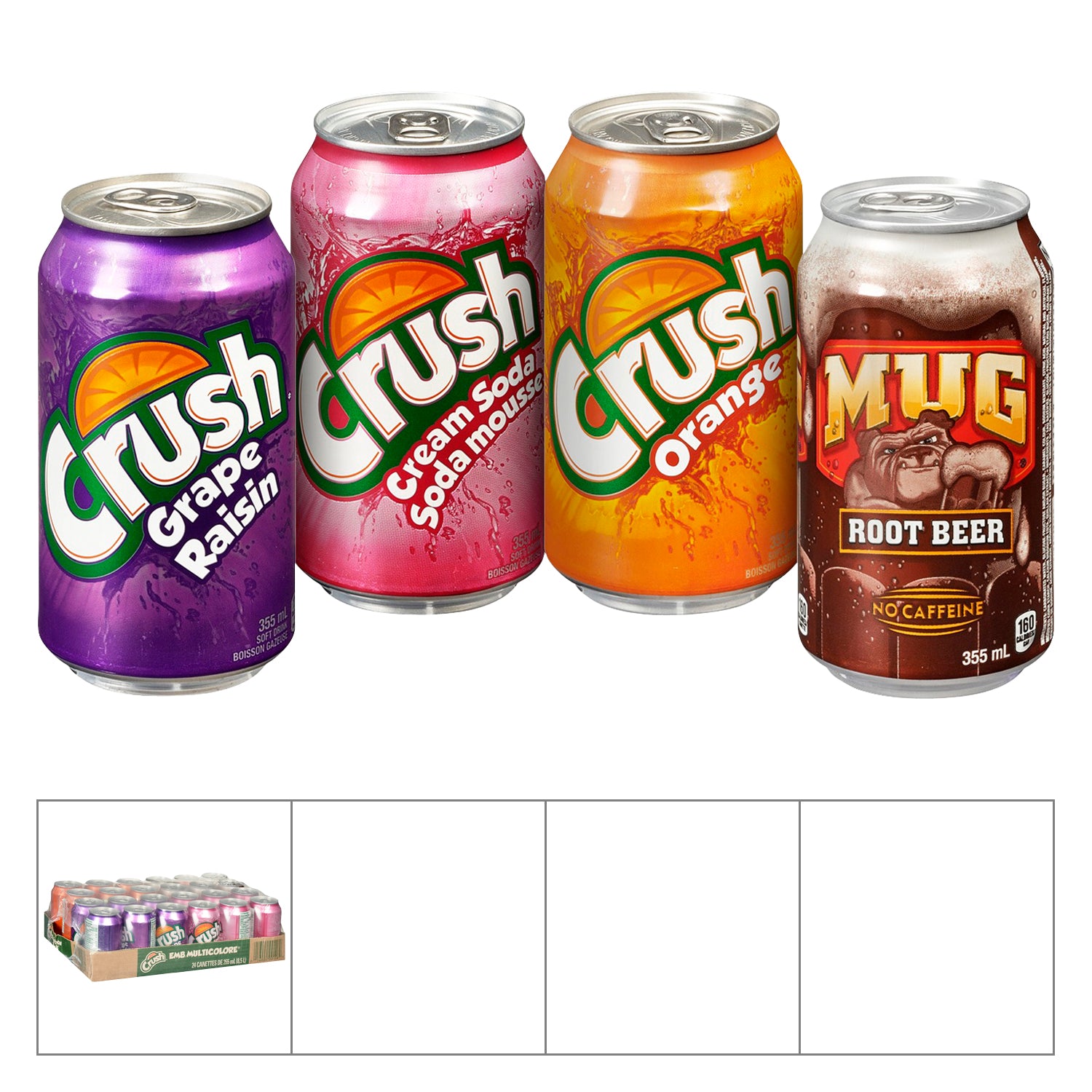 Crush Crush Assorted Rainbow pack cans 24/355ml [$1.12/each]