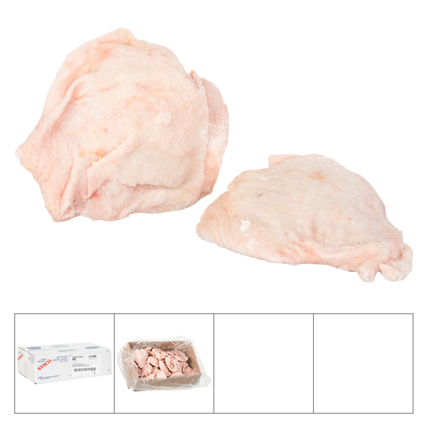 Sysco Classic Bone In Skin On Chicken Thighs 4kg IQF [$4.99/kg] [$2.26/lb]