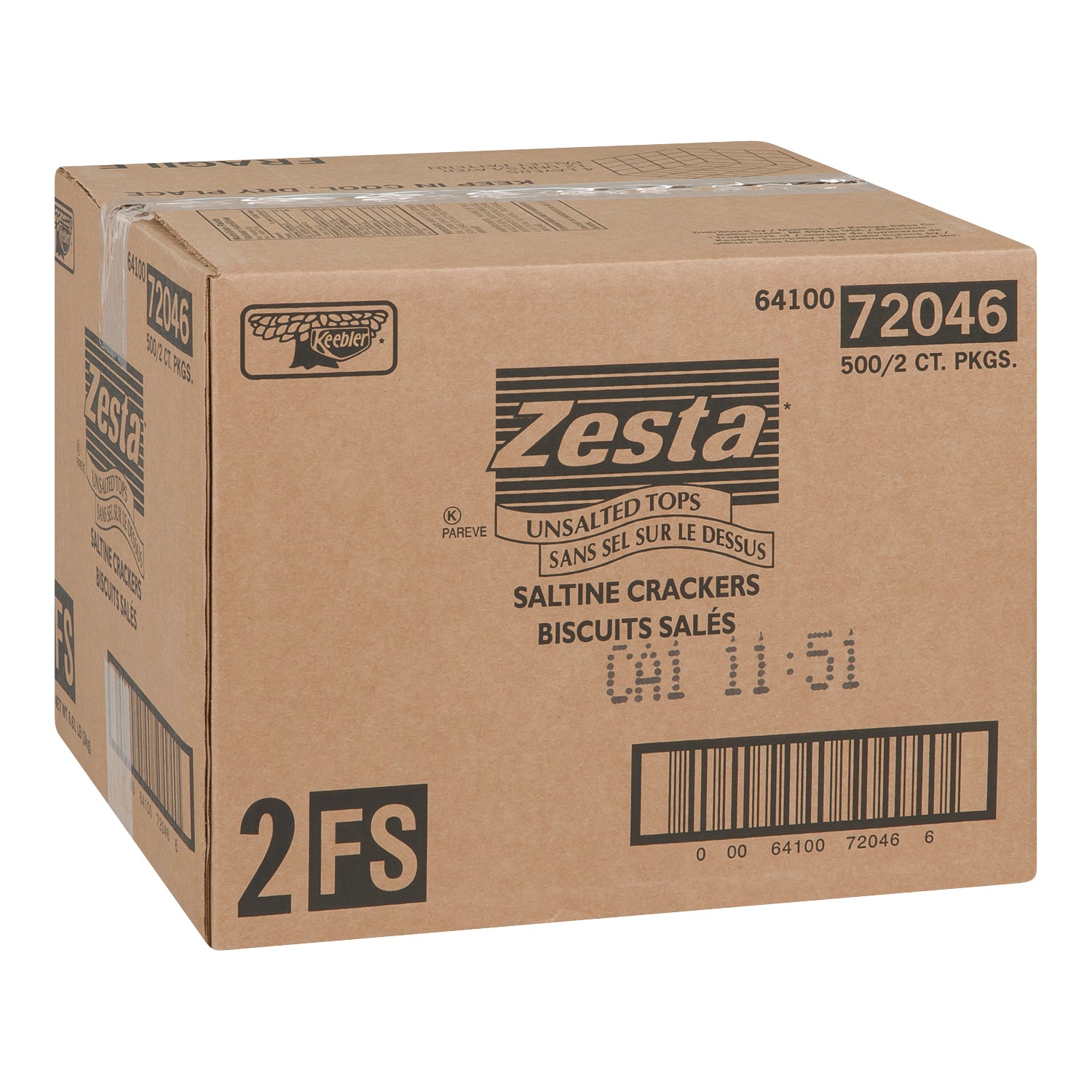 Kellogg's Zesta Unsalted Crackers 500x6g [$0.05/ea]