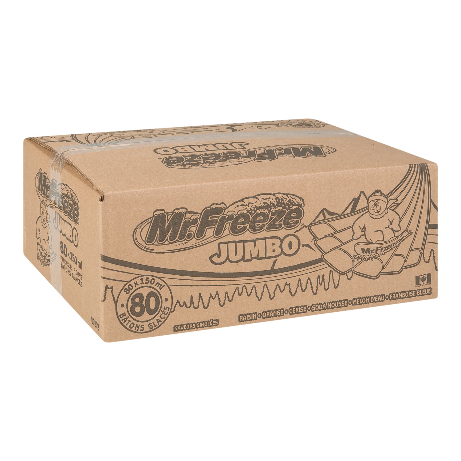 Mr. Freeze Jumbo Assorted Ice Pop 80x150ml [$0.57/ea]