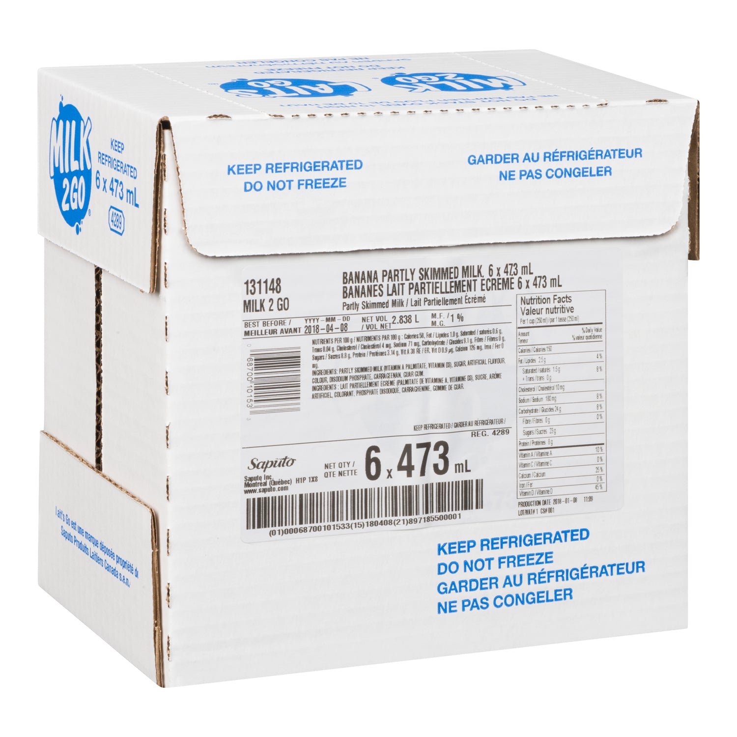 Milk 2 Go Milk Banana 6x473ml [$2.66/ea]