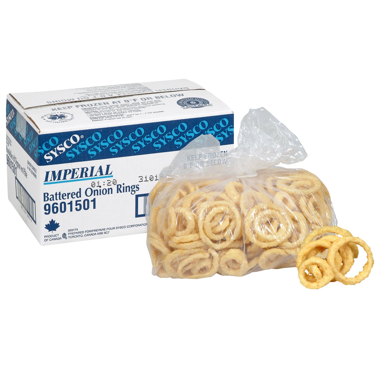 Sysco Imperial Battered Onion Rings 4kg [$1.14/serving]