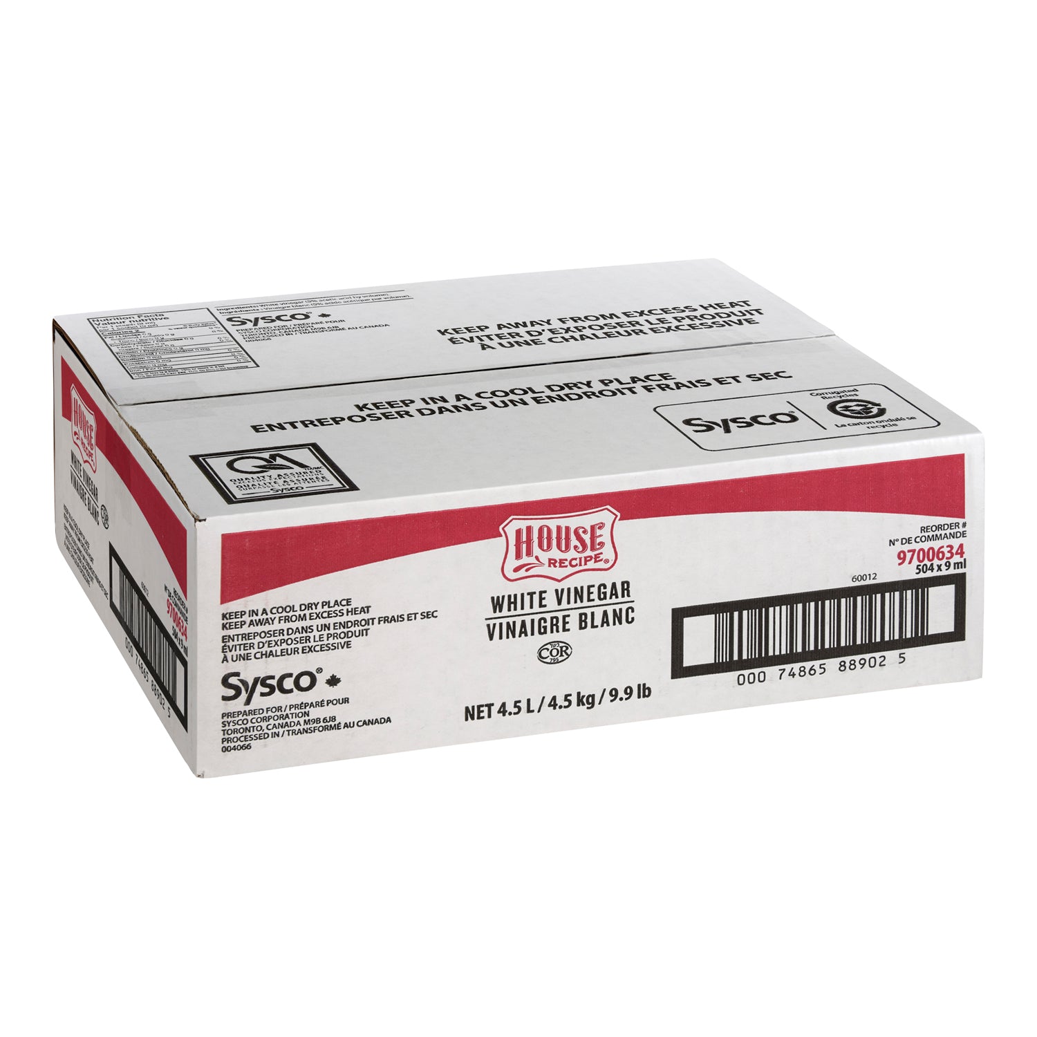 House Recipe Classic Vinegar Packet 504x9ml [$0.04/ea]