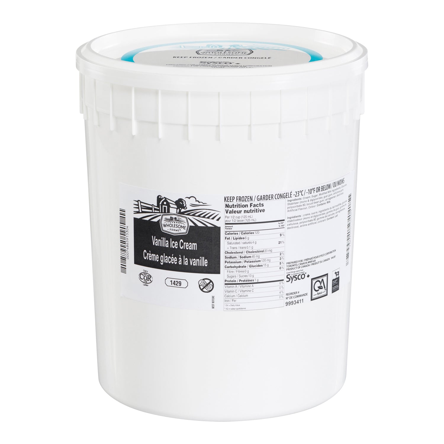 Wholesome Farms Imperial Vanilla Ice Cream 11.4l [$0.61/serving]