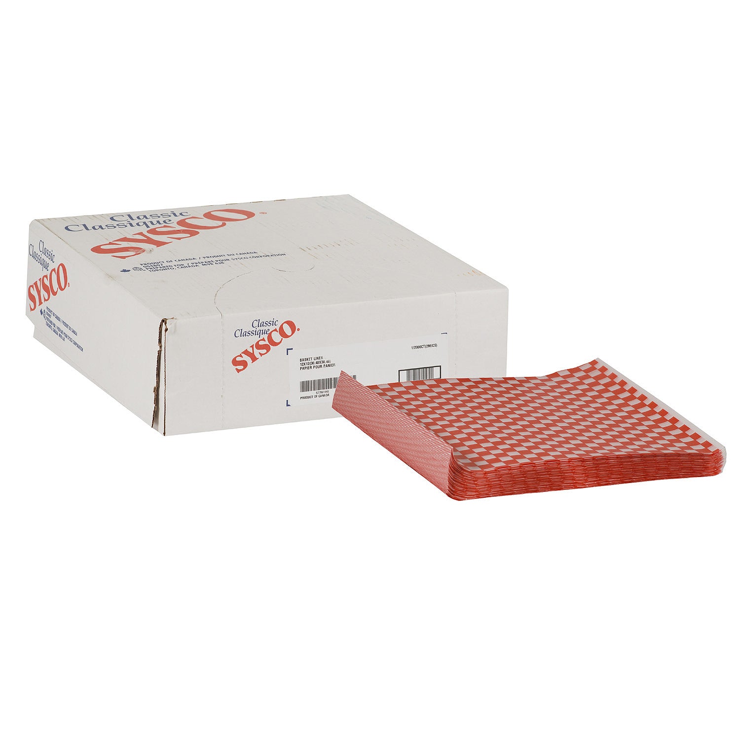 Sysco Classic Red Check Basket Liners 12""x12"" 2000ct [$0.04/ea]