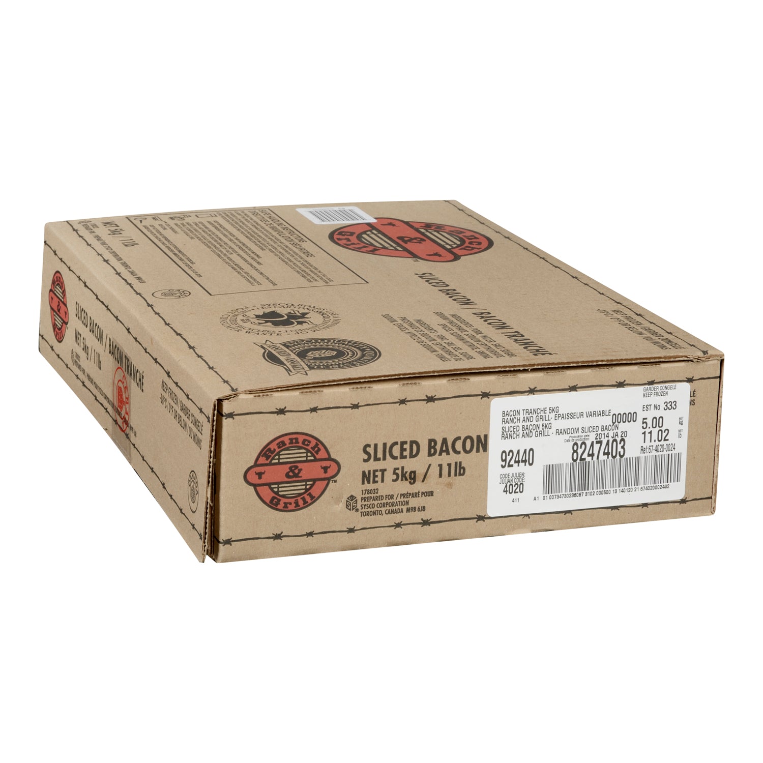 Ranch and Grill Sliced Side Bacon 5kg [$6.99/kg] [$3.17/lb]