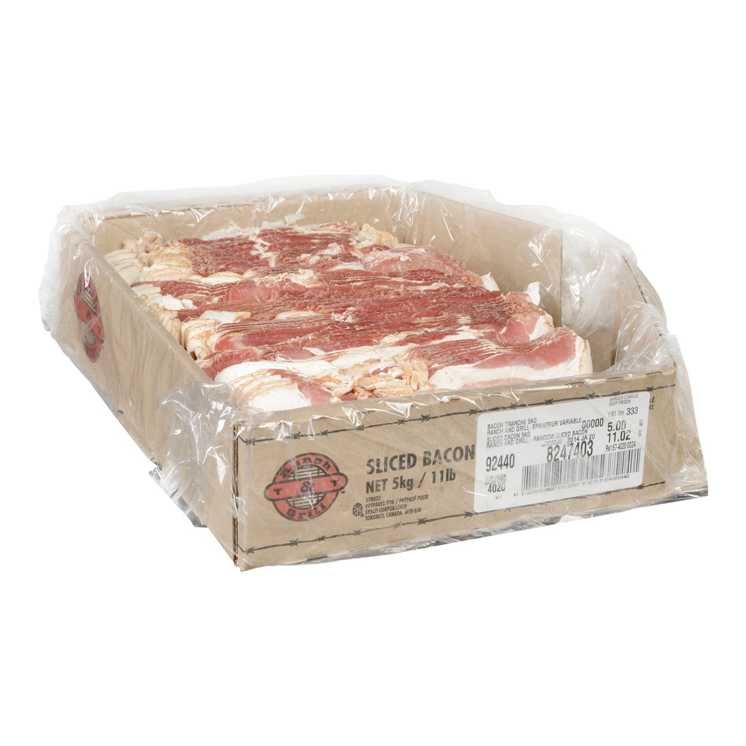 Ranch and Grill Sliced Side Bacon 5kg [$6.99/kg] [$3.17/lb]
