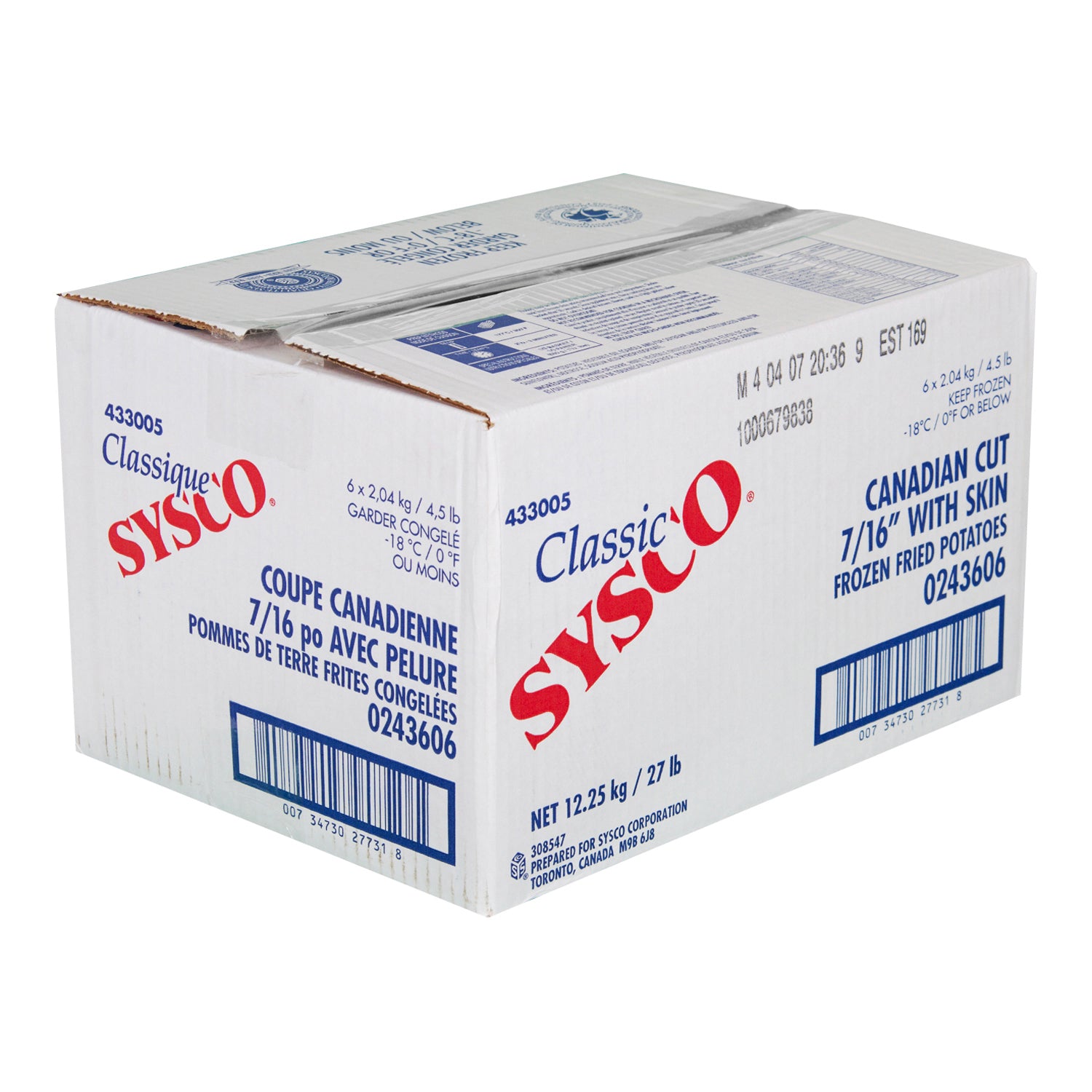 Sysco Classic French Fries 7/16 Cut With Skin 6x2.04kg [$0.32/serving]