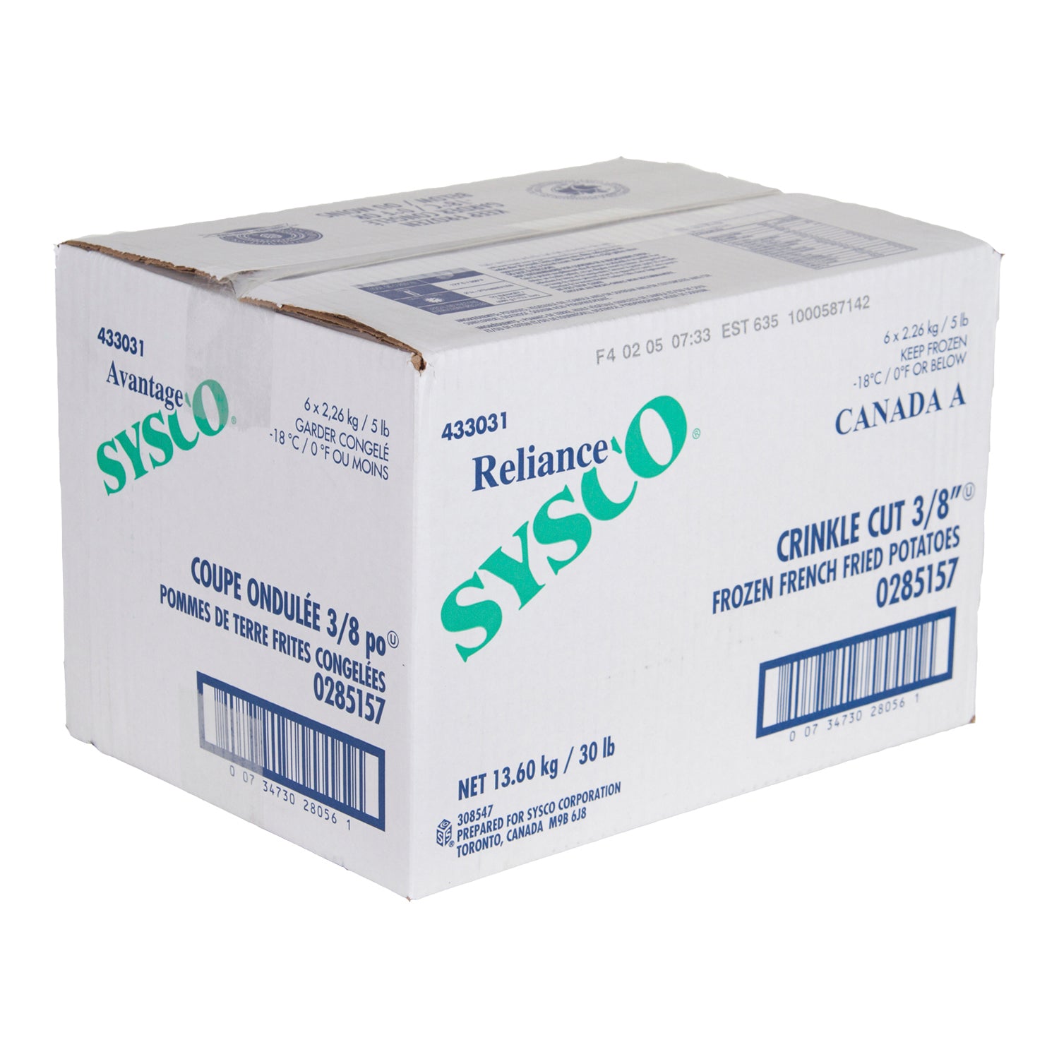 Sysco Reliance Crinkle Cut French Fries 6x2.27 [$0.29/serving]