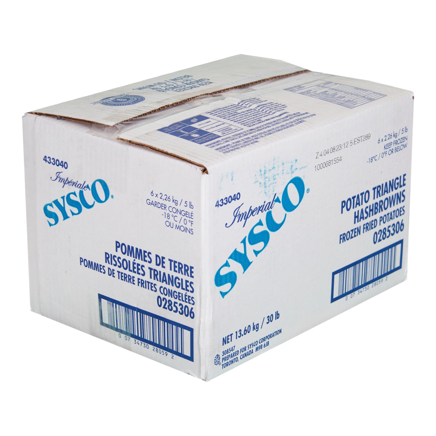 Sysco Imperial Triangle Hashbrowns 6x2.27kg [$0.29/serving]