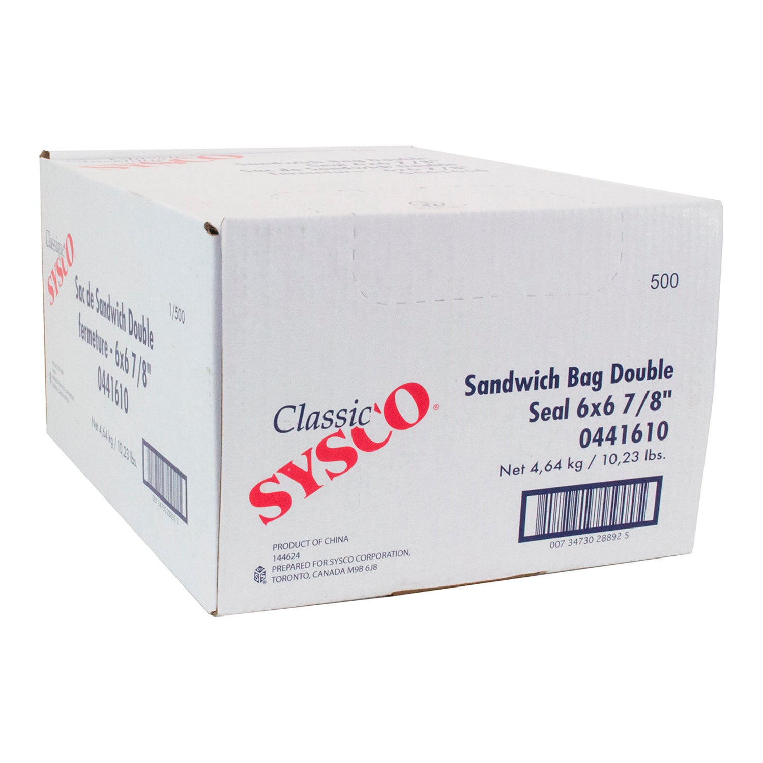 Sysco Classic Double Seal Sandwich Bags 6X6 7/8"" 500ct [$0.06/ea]