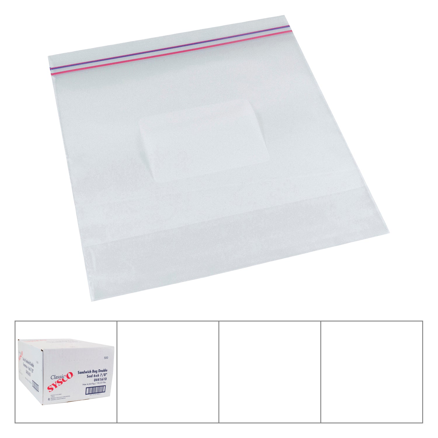 Sysco Classic Double Seal Sandwich Bags 6X6 7/8"" 500ct [$0.06/ea]