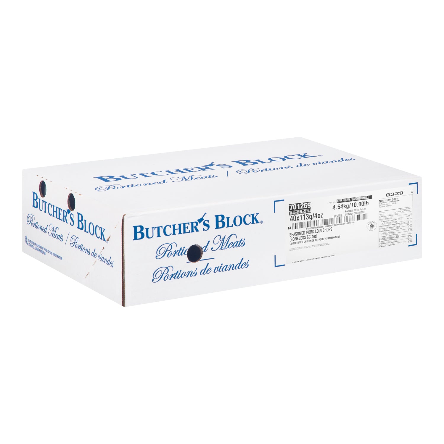 Buckhead Pride Boneless Center Cut Pork Chops 40x113g [$2.61/ea]