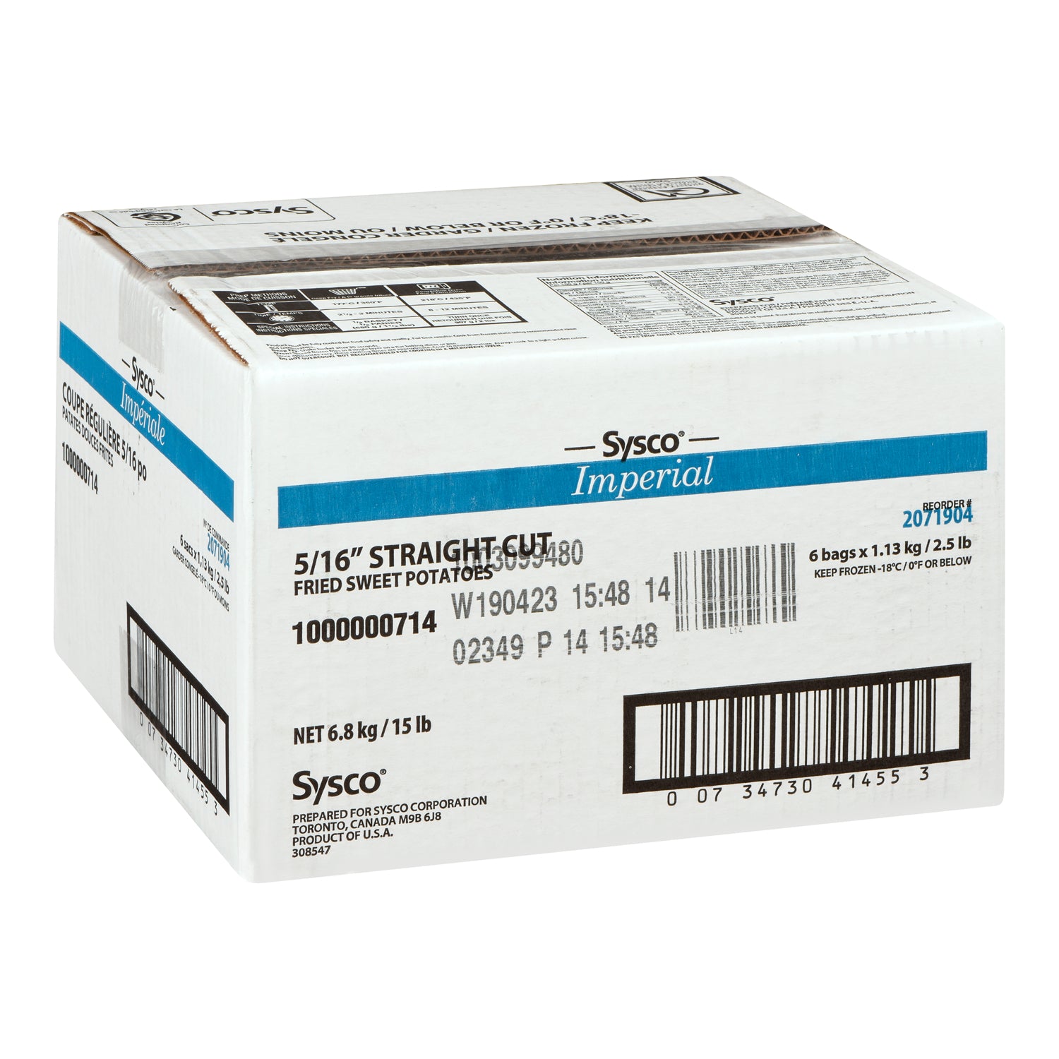 Sysco Imperial Sysco Imperial Sweet Potato Fries 6x1.13kg [$0.74/serving]