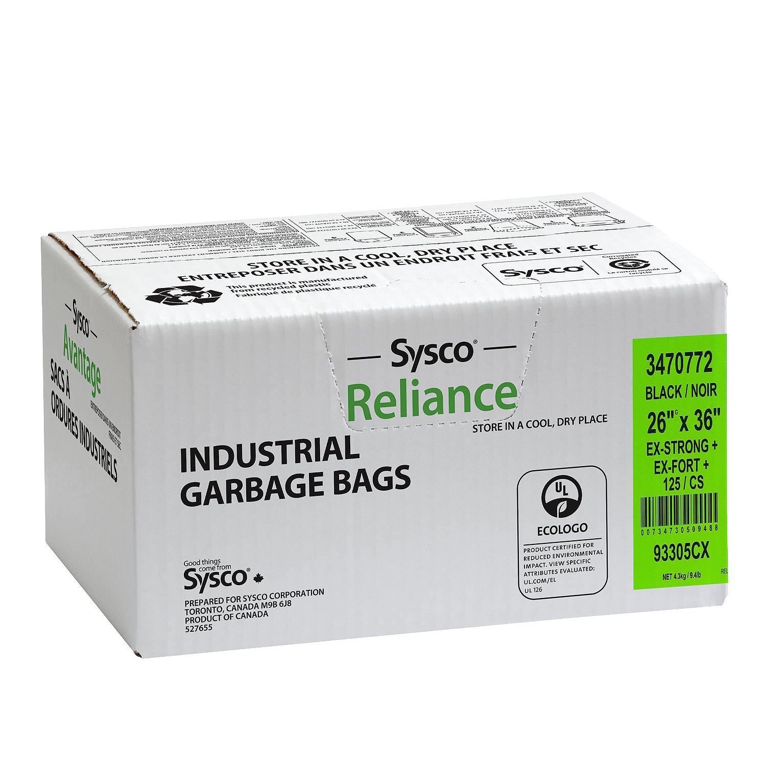 Sysco Reliance Extra Strong Garbage Bags 26""x36"" 125ct [$0.26/ea]