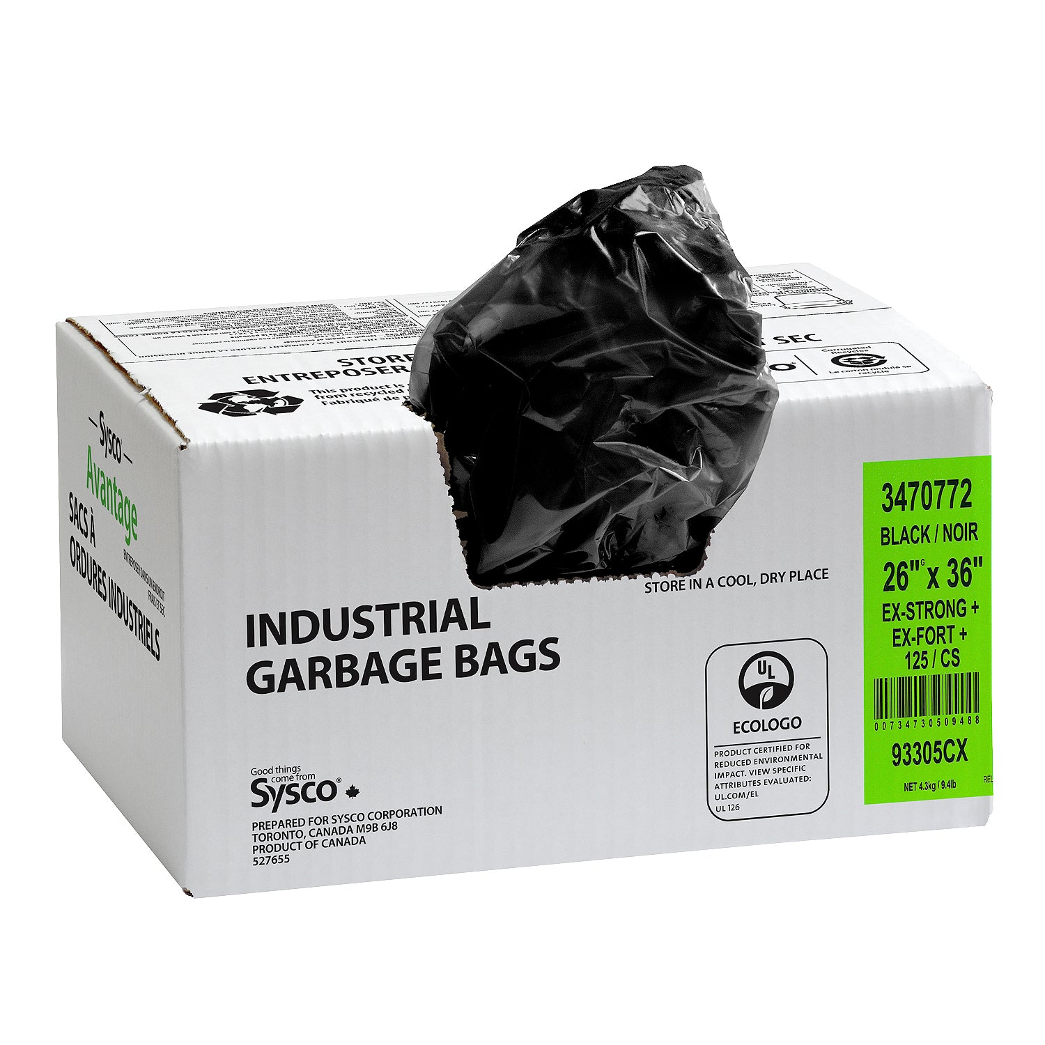 Sysco Reliance Extra Strong Garbage Bags 26""x36"" 125ct [$0.26/ea]