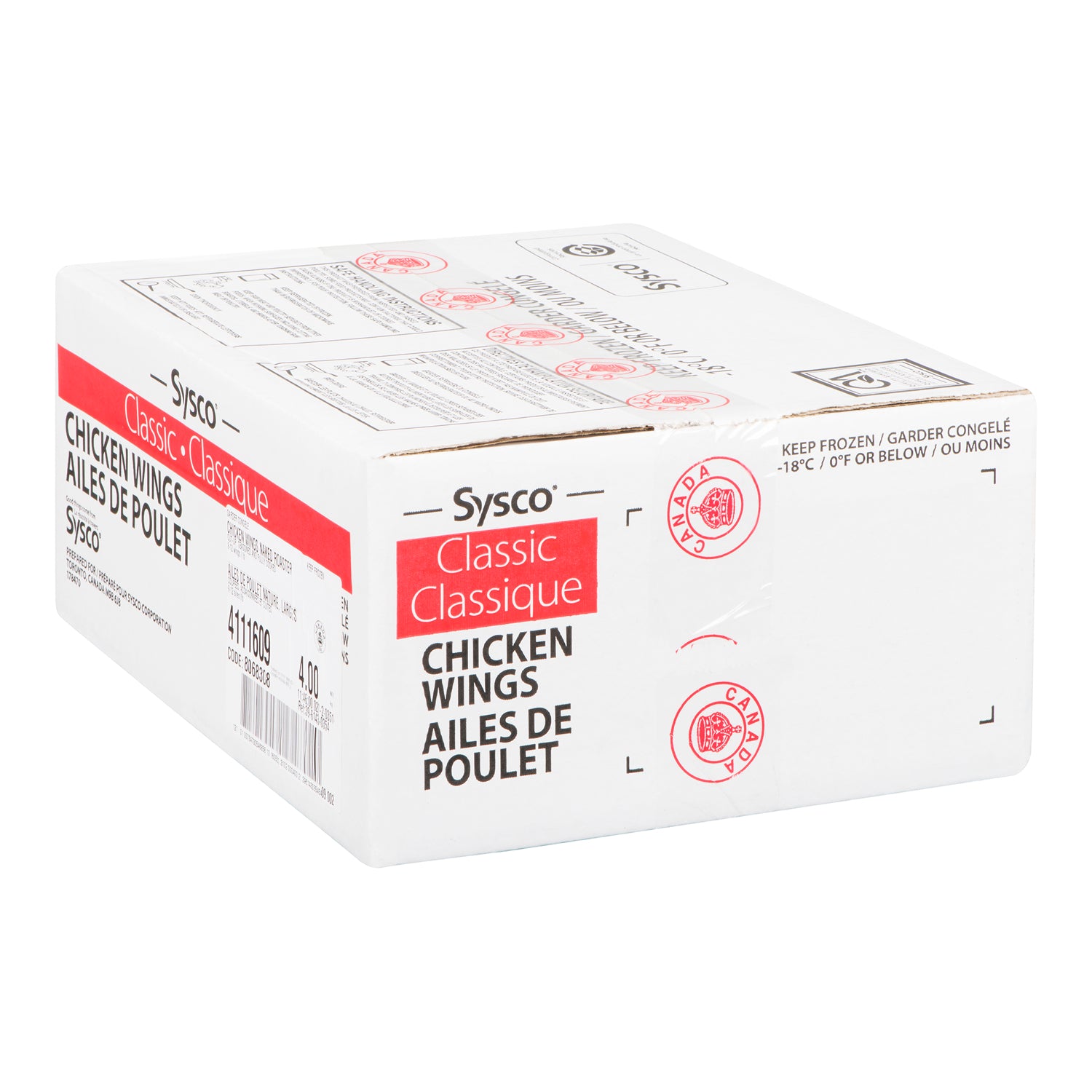 Sysco Classic Fully Cooked Chicken Wings 2x2kg [$19.89/kg] [$9.02/lb]