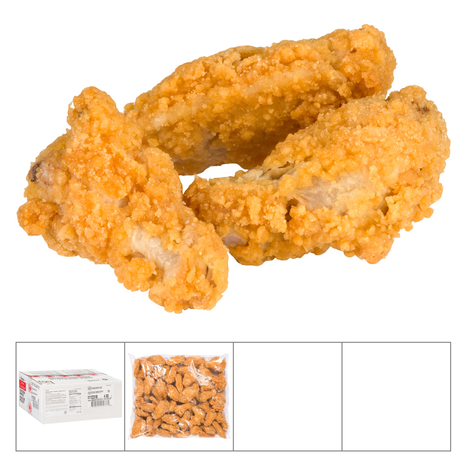 Sysco Classic Breaded Spicy Stinger Chicken Wings 2x2kg [$19.99/kg] [$9.07/lb]