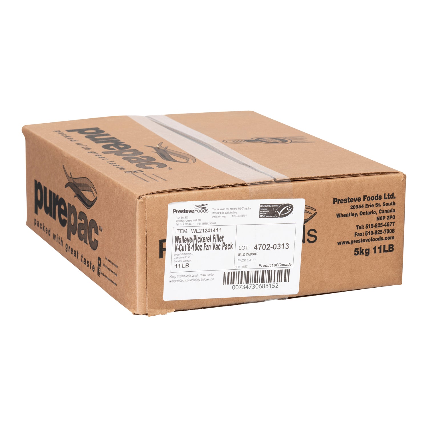 Portico Boneless Pickerel Fillets 5kg [$32.89/kg] [$14.92/lb]