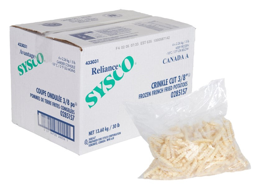 Sysco Reliance Crinkle Cut French Fries 6x2.27 [$0.52/serving]