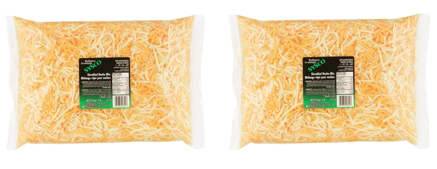 Sysco Reliance Shredded Cheese Nacho Mix 2x2.27kg [$1.32/100g]