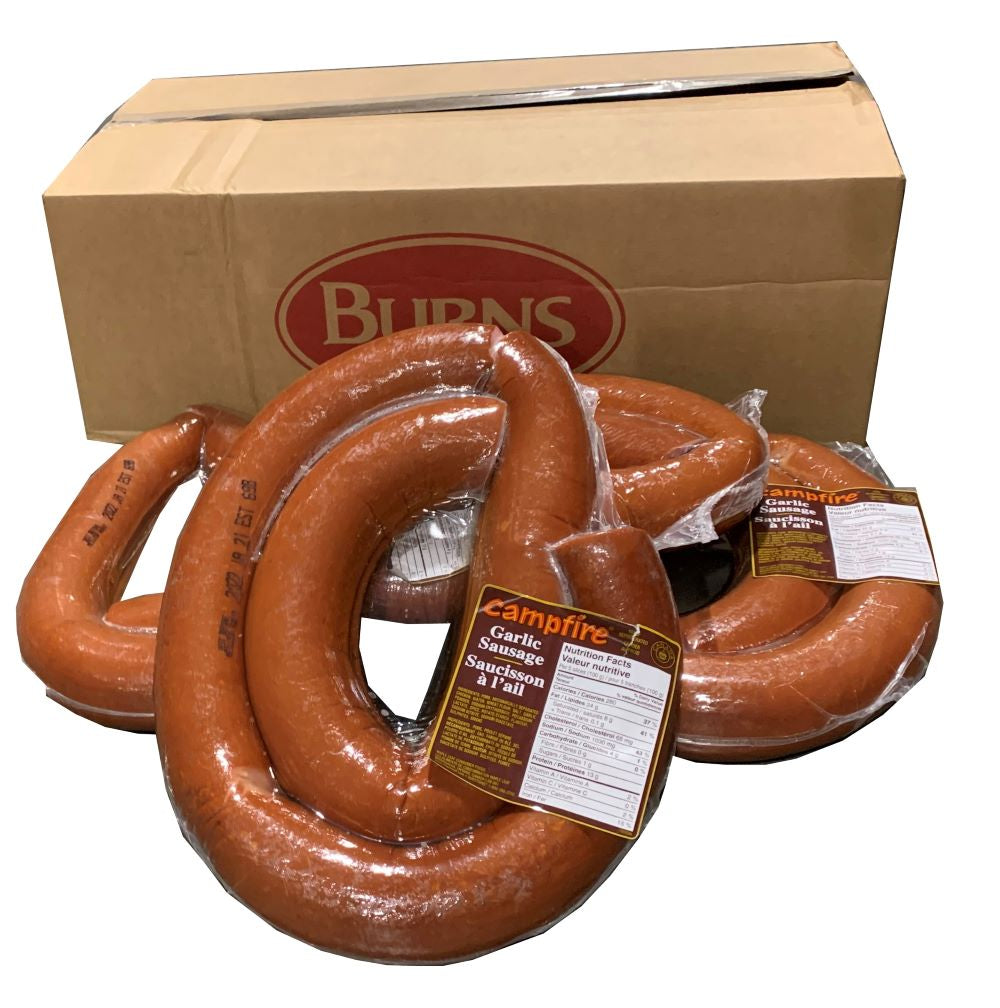 Campfire Garlic Sausage Coil 4x2.5kg [$9.05/kg] [$4.11/lb]