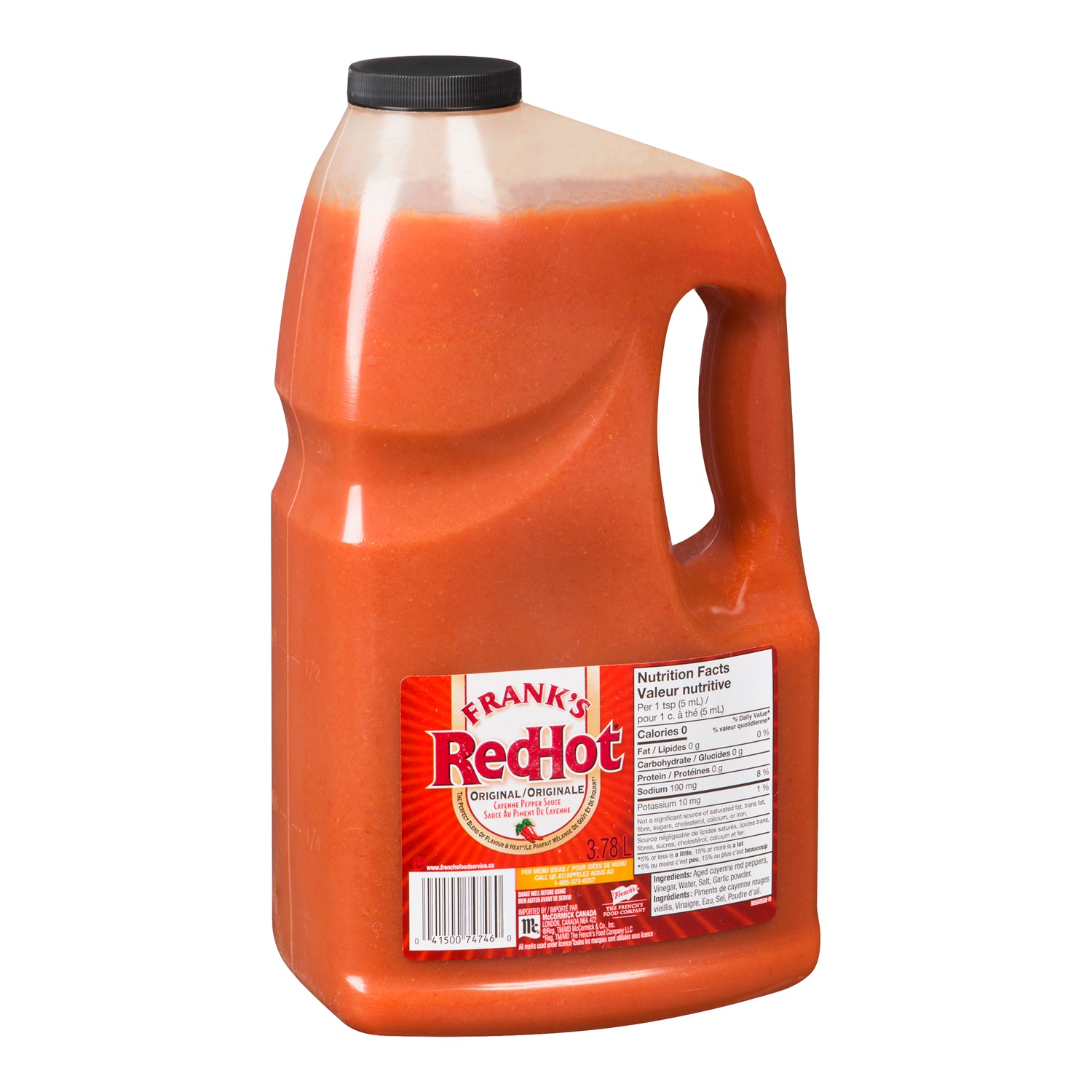 Franks Red Hot Original Hot Sauce 4x3.78l [$0.49/100ml]