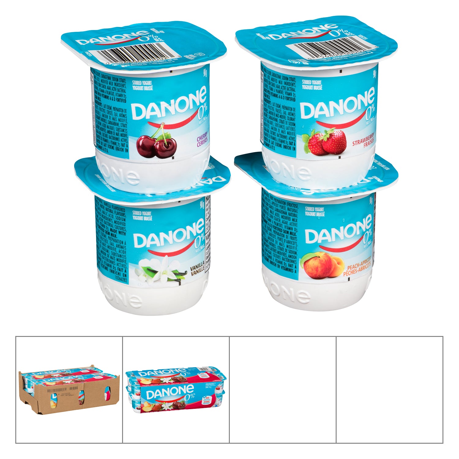 Danone Yogurt Tubes Assorted Straw/Vanilla/Peach/Cherry  48/90gr [$0.35/each]