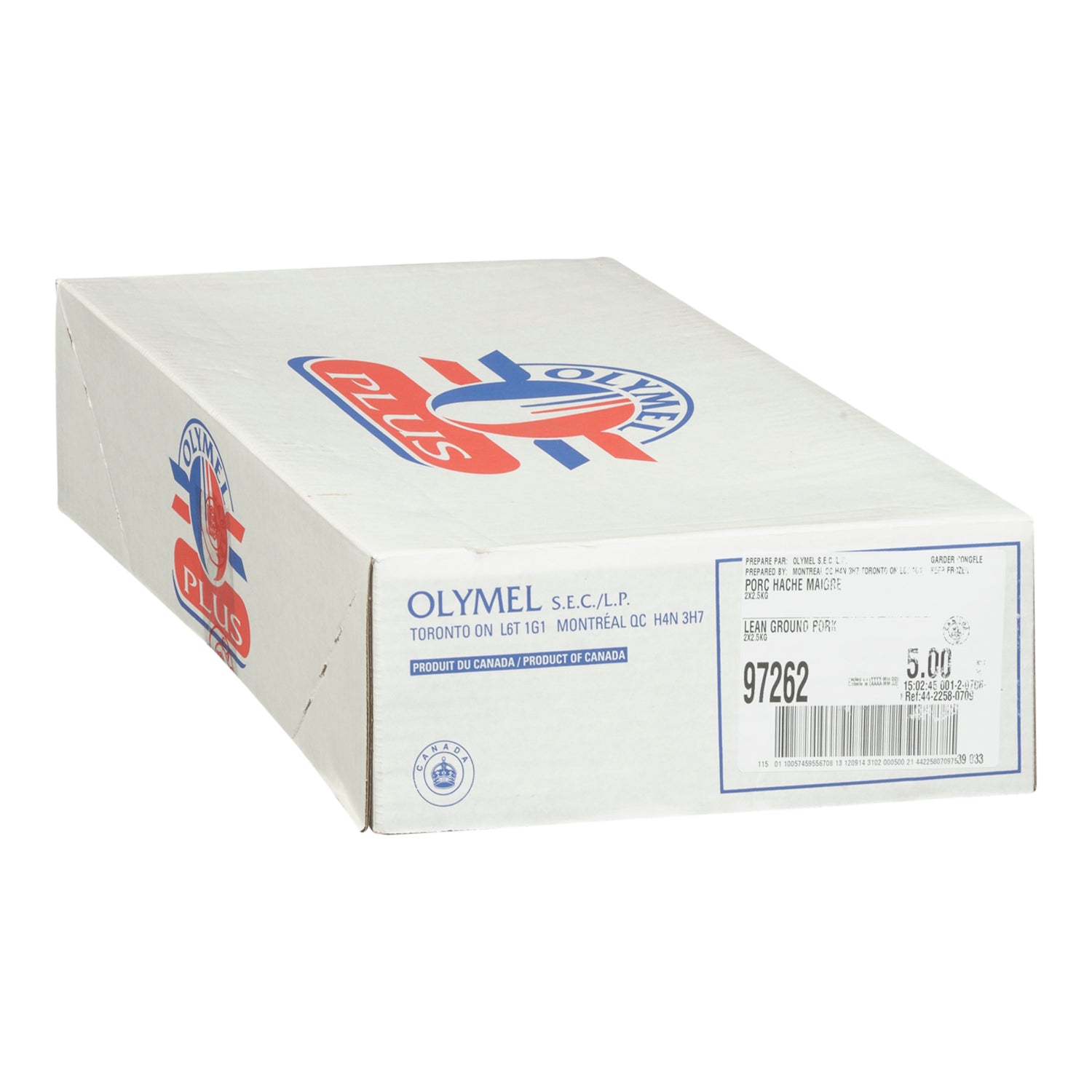 Olymel Lean Ground Pork 2x2.5kg [$8.59/kg] [$3.90/lb]