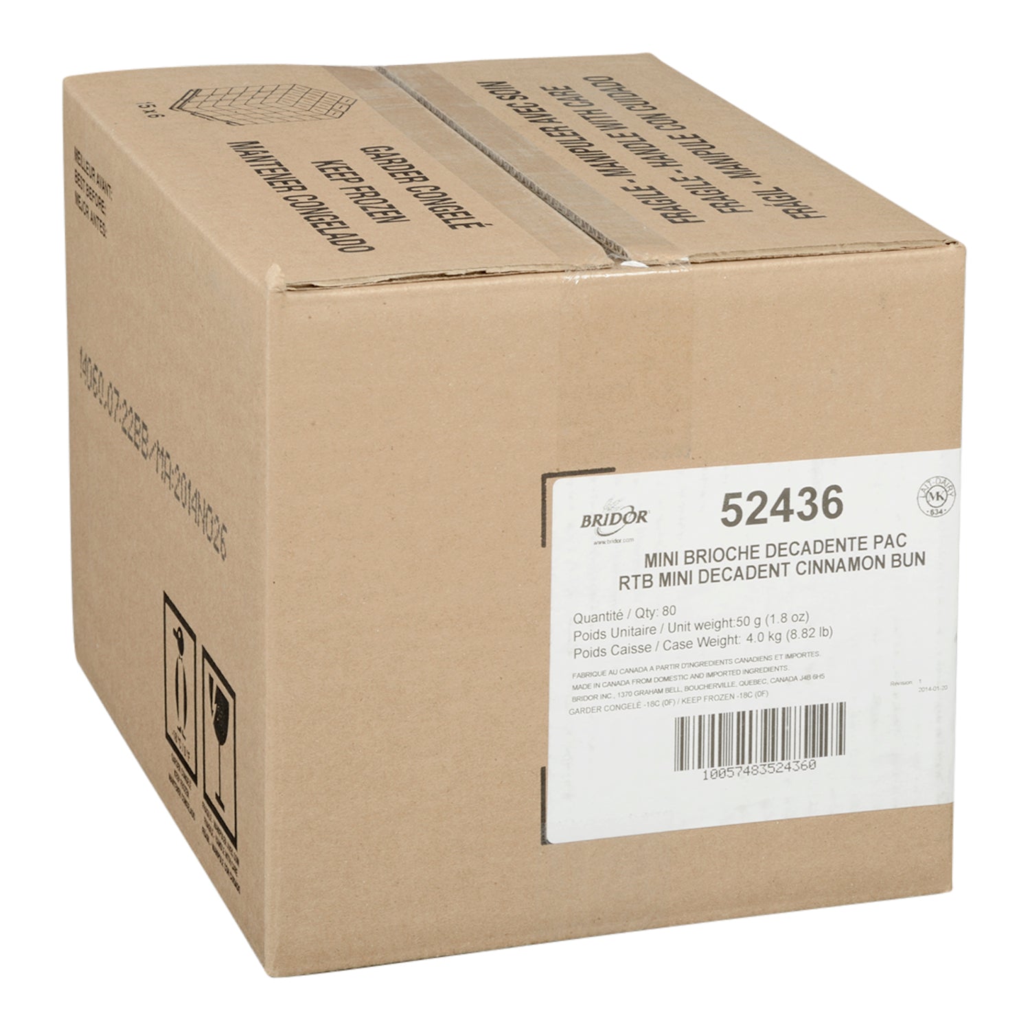 Bridor RTB Decadent Mini Cinnamon Bun 80x50gr [$0.82/ea]