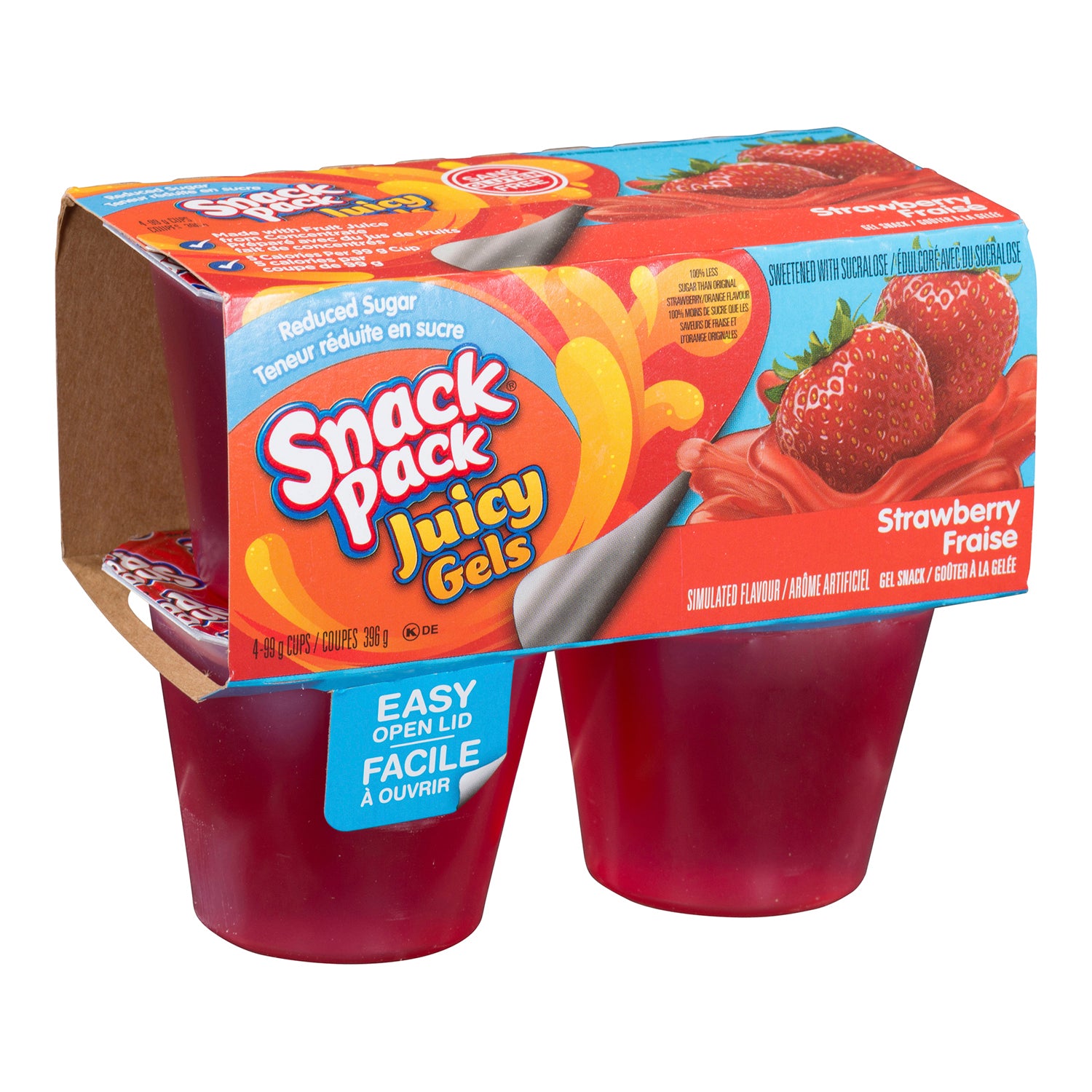 Snack Pack Juicy Gels Sugarfree Strawberry 48x99g [$0.77/ea]