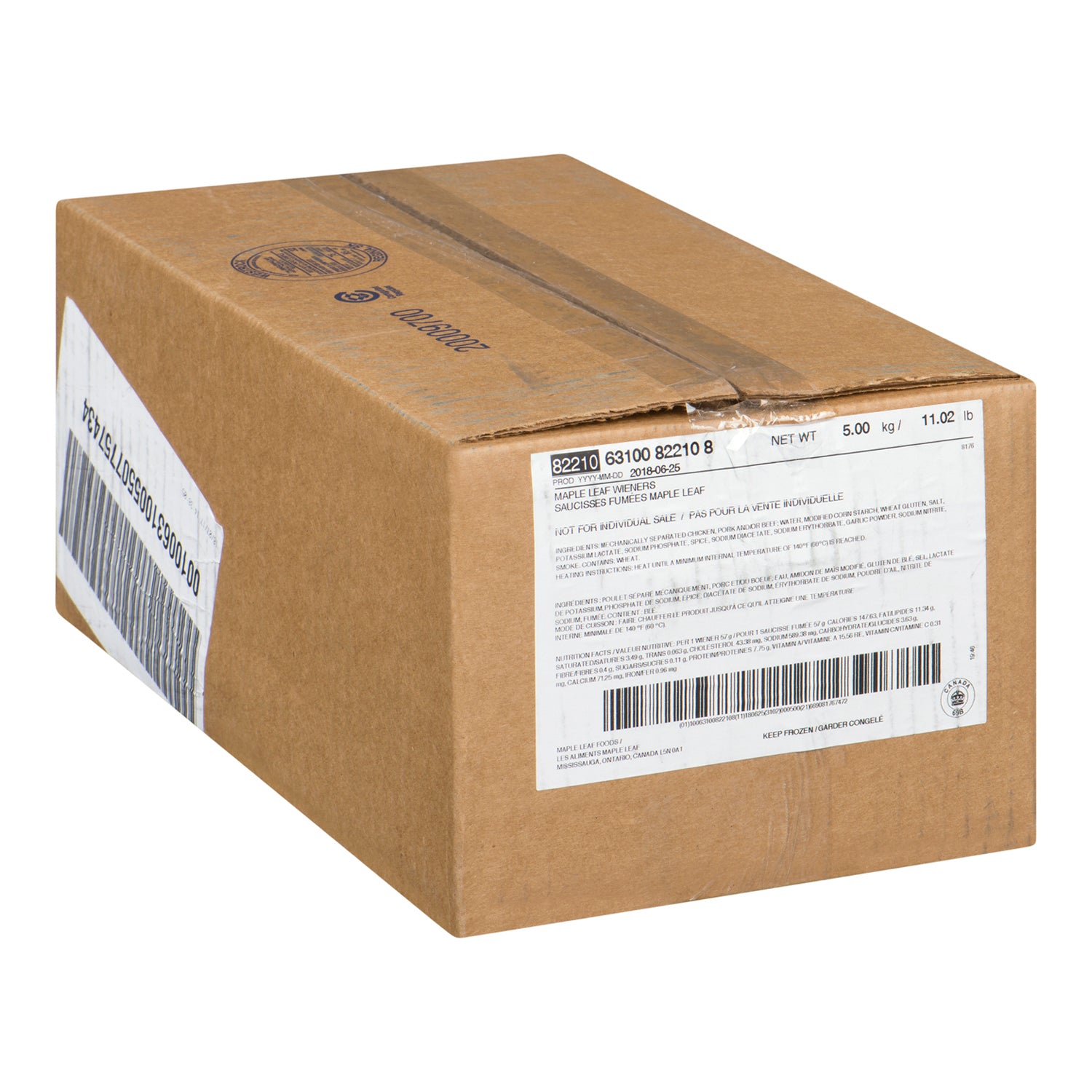 Maple Leaf 7"" Wieners 2x2.5kg [$0.61/ea]
