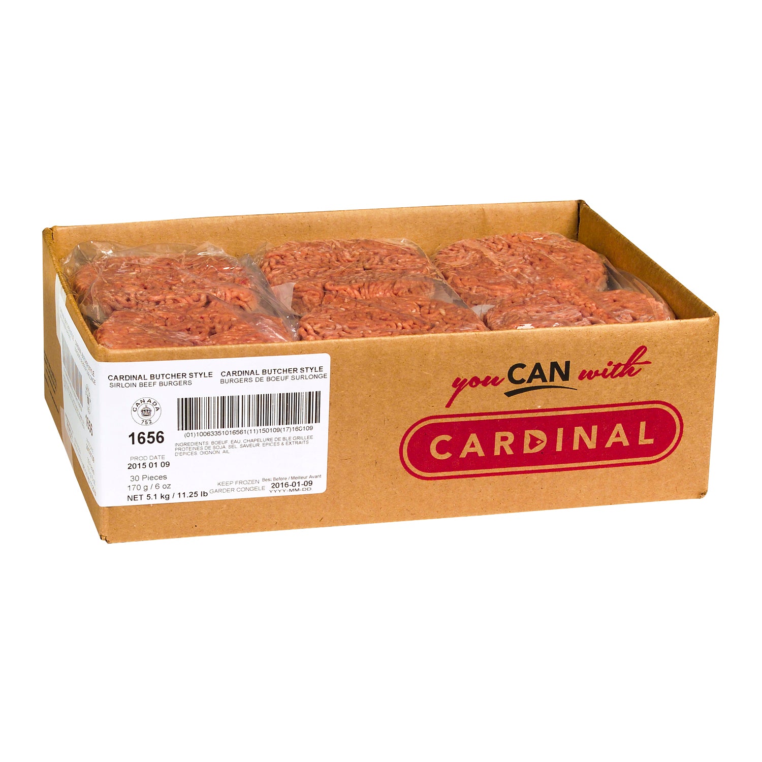 Cardinal Sirloin Beef Burger 30x170g [$2.26/ea]