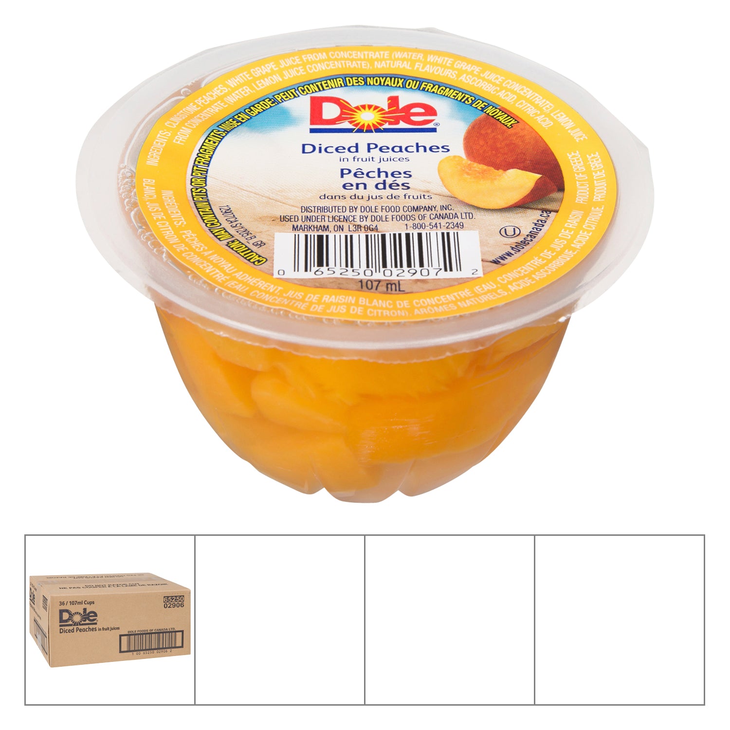 Dole Diced Peach Fruit Cup 36x107ml [$1.43/ea]