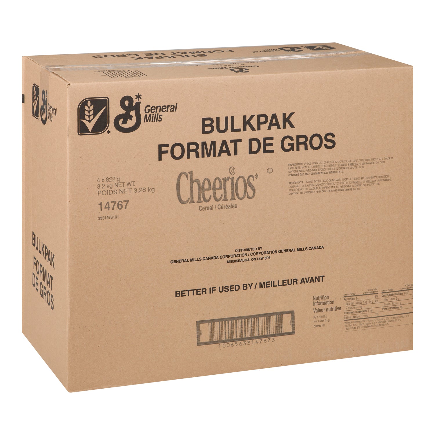 General Mills Cheerios Bulk Pack 4x822g [$0.33/serving]