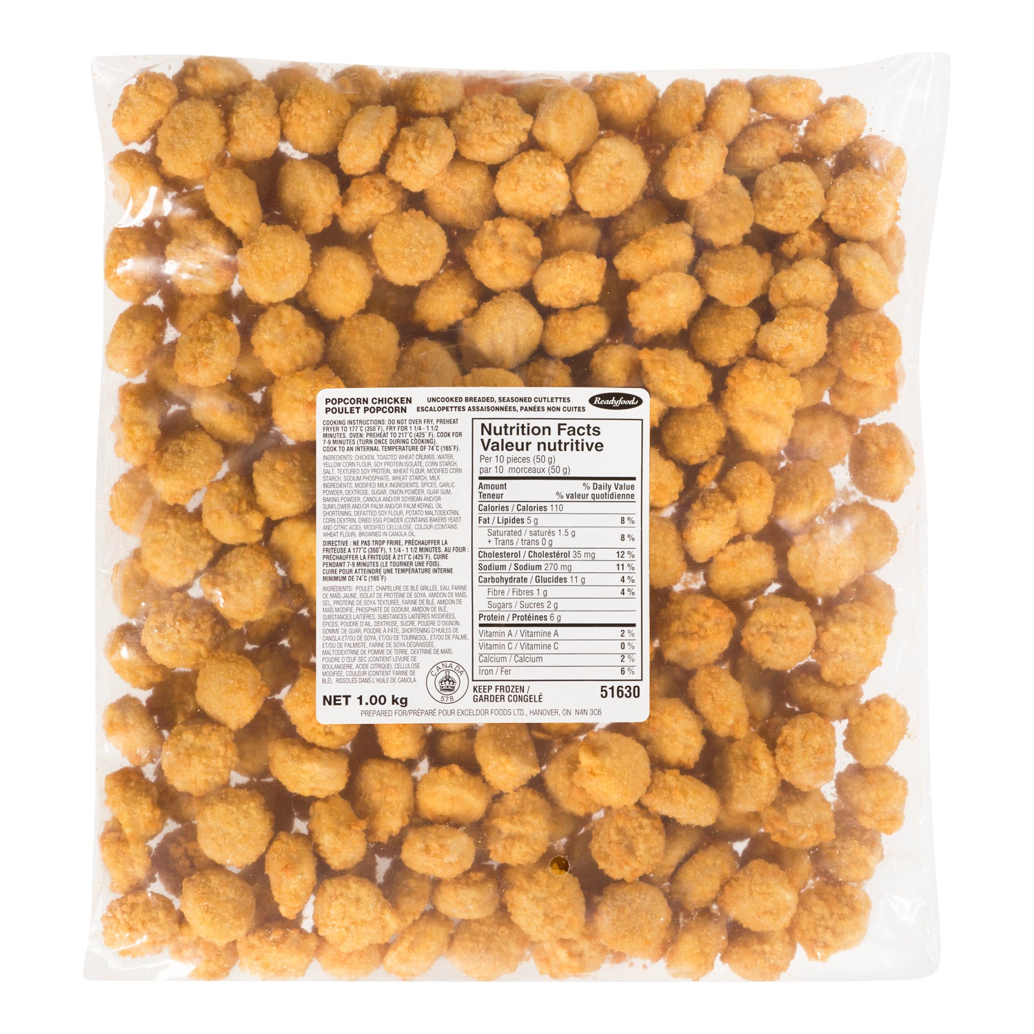 Ready Foods Breaded Popcorn Chicken 4x1kg [$13.24/kg] [$6.01/lb]