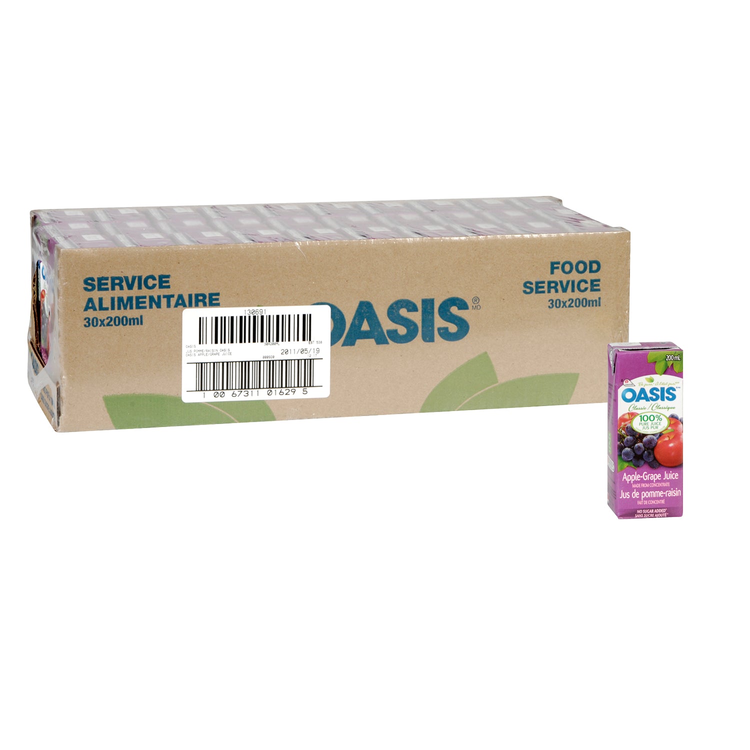 Oasis 100% Pure Apple Grape Juice 30x200ml [$0.39/ea]