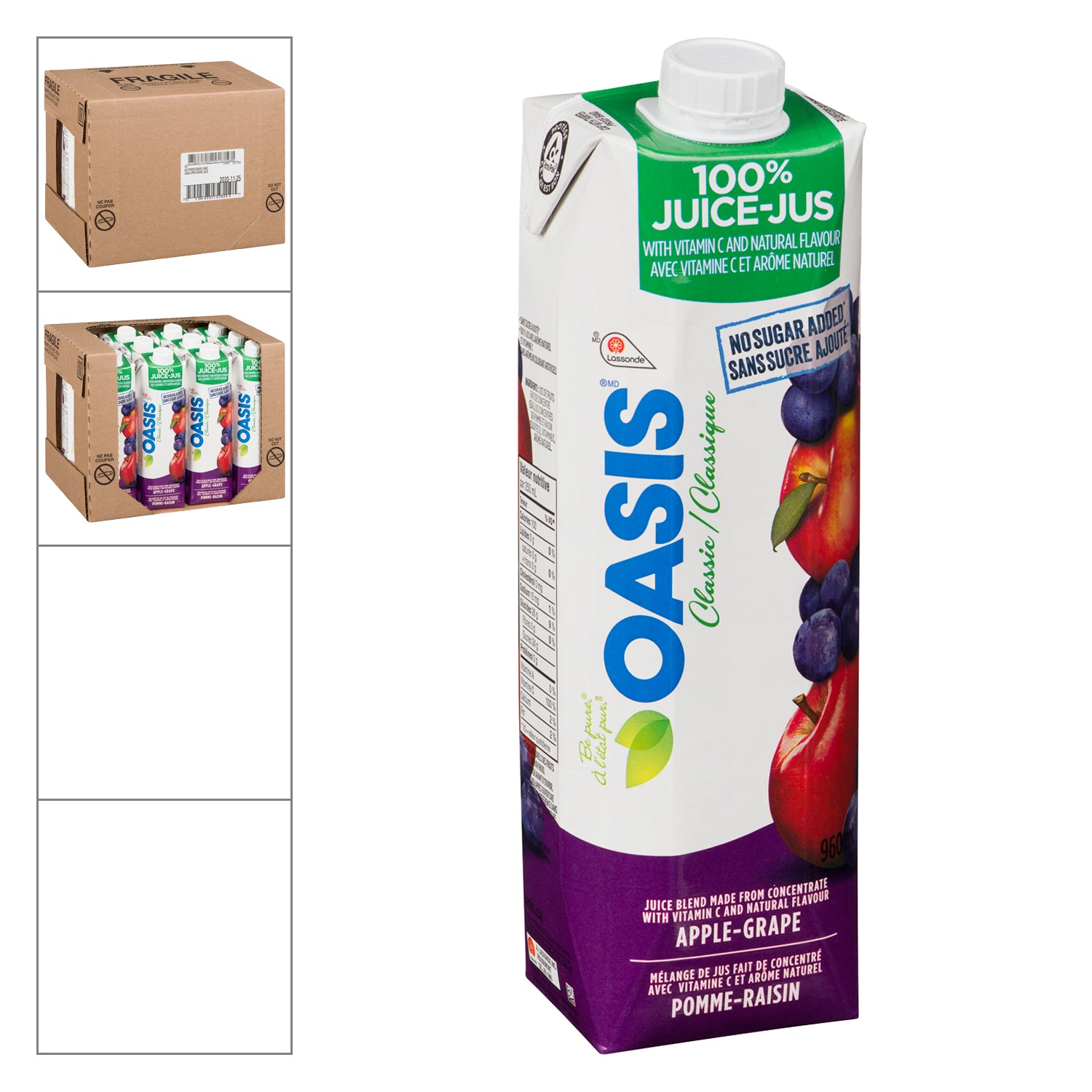 Oasis 100% Pure Grape Apple Juice 12x960ml [$3.14/ea]