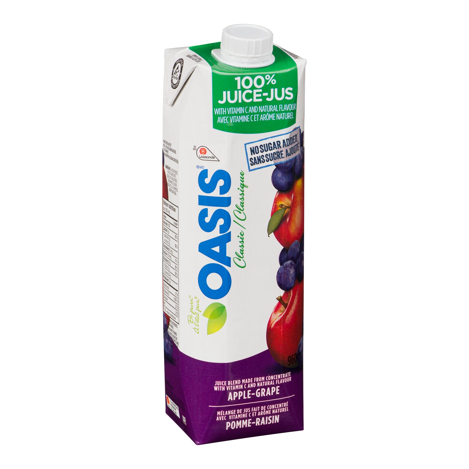 Oasis 100% Pure Grape Apple Juice 12x960ml [$3.14/ea]