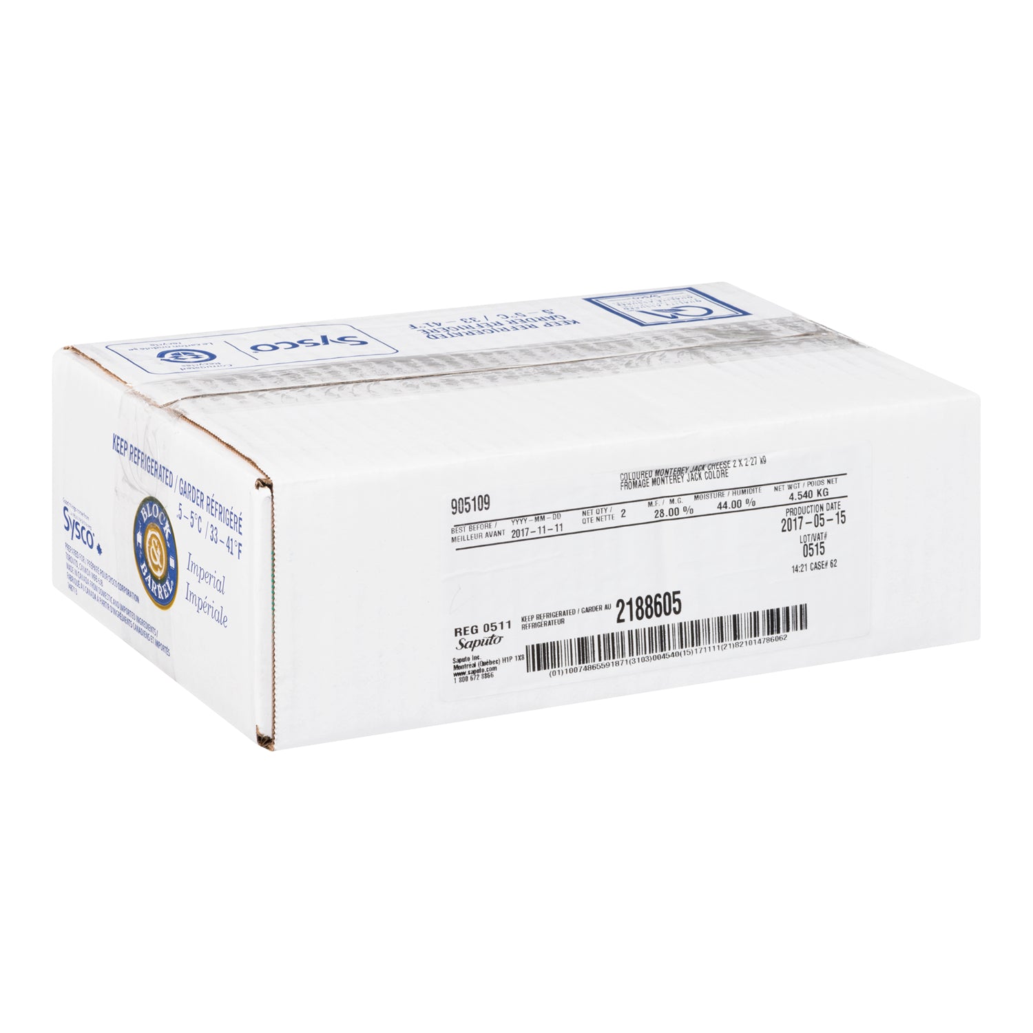 Block & Barrel Imperial Monterey Jack Cheese 2x2.27kg [$1.96/100g]
