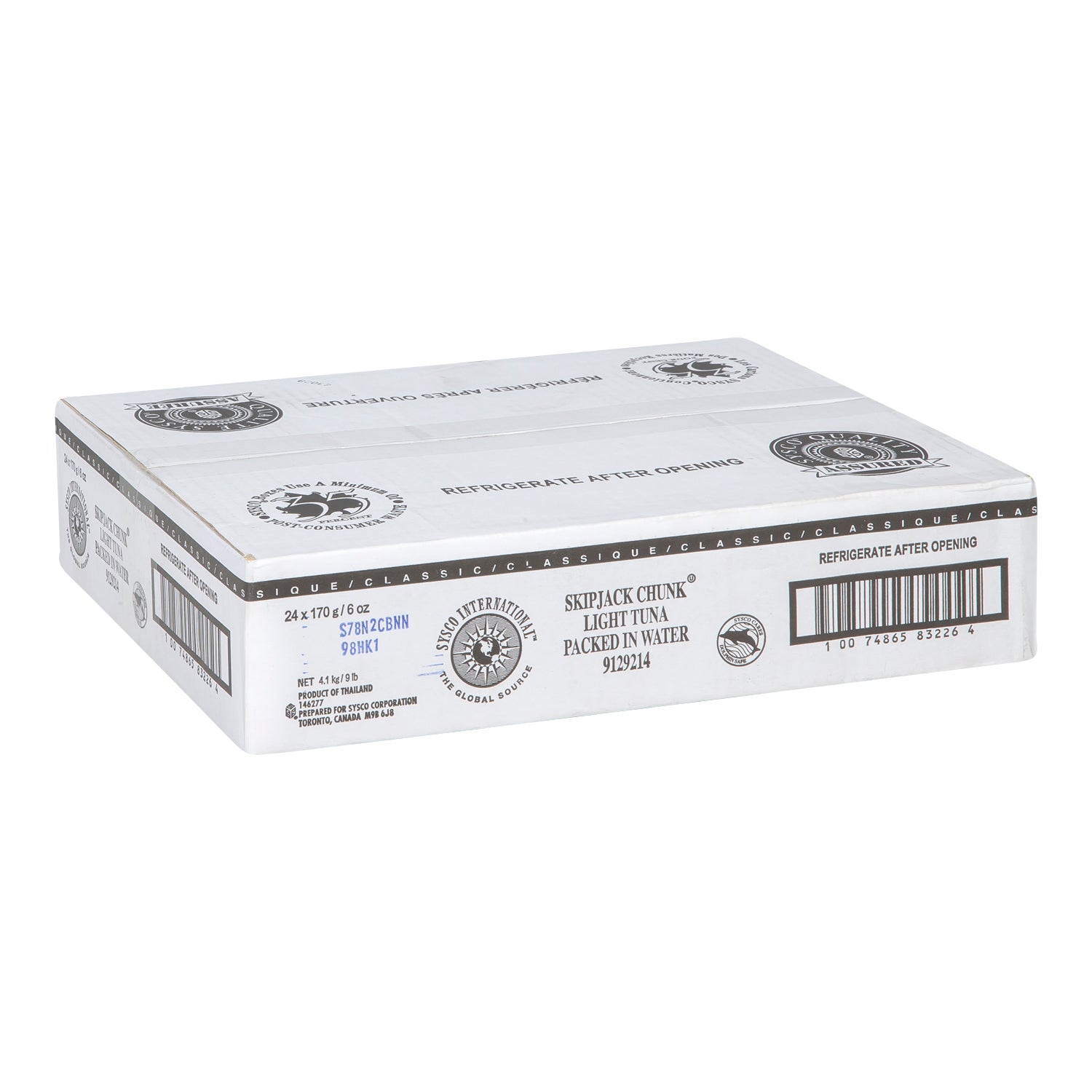 Sysco International Skipjack Chunk White Light Tuna 24x170g [$2.20/ea]