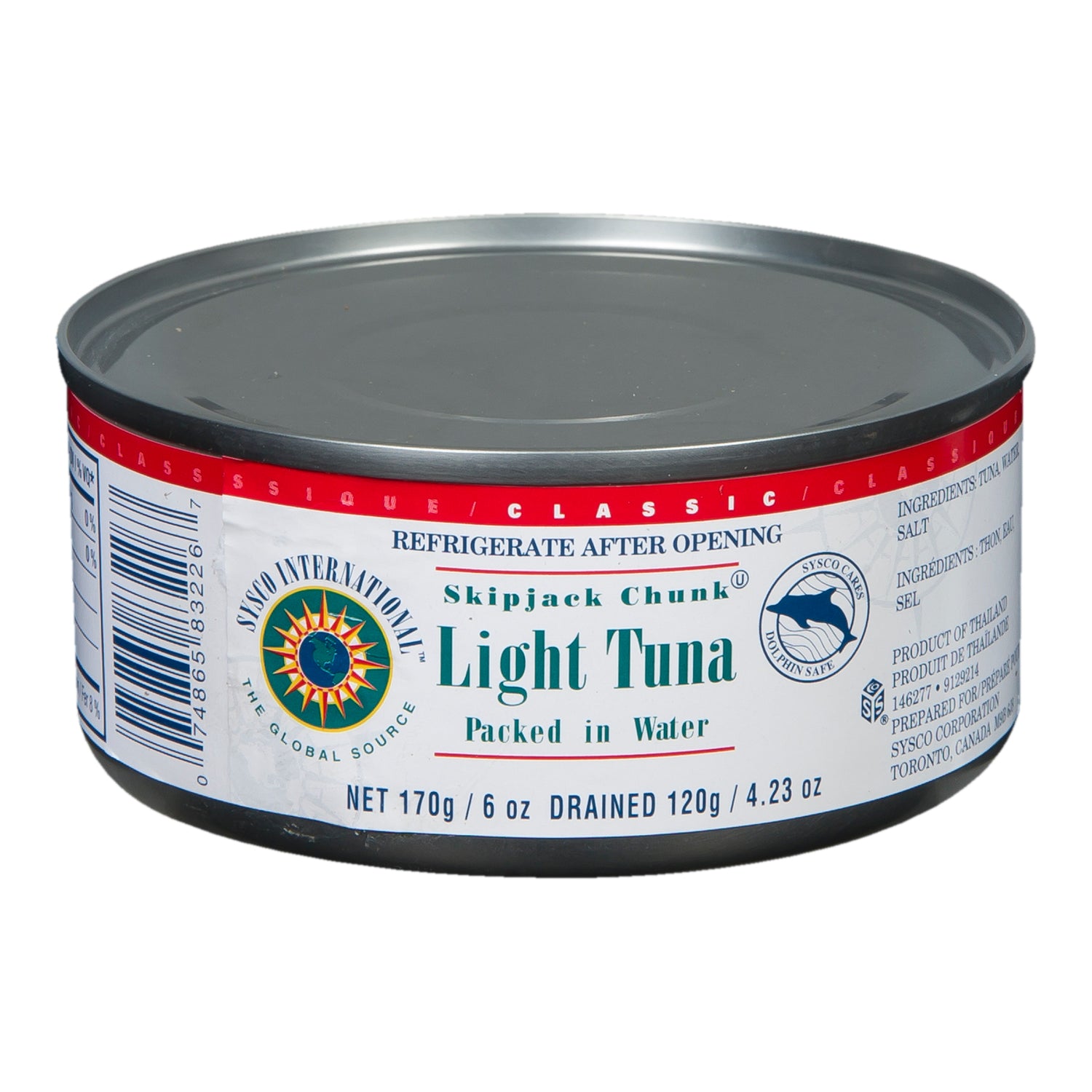 Sysco International Skipjack Chunk White Light Tuna 24x170g [$2.08/ea]