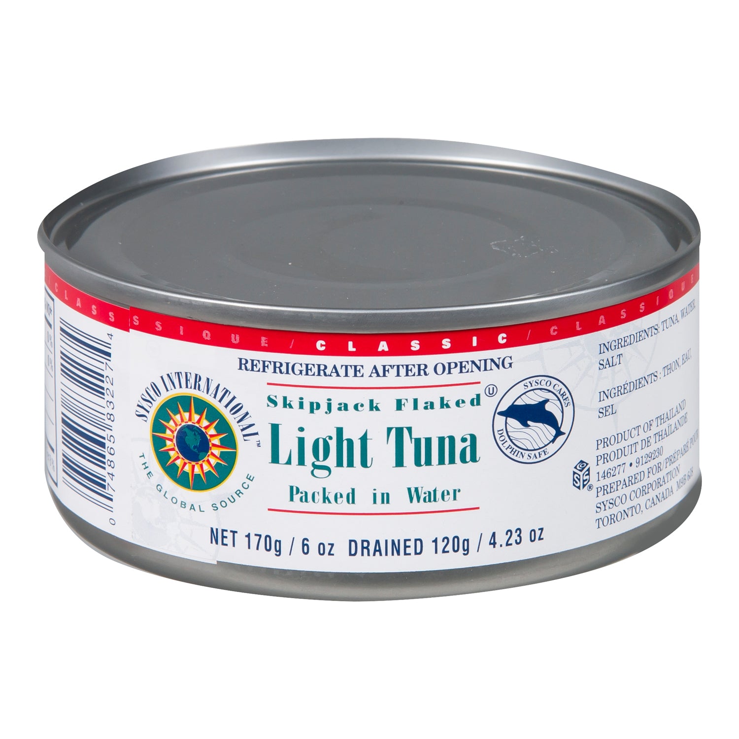 Sysco International Skipjack Flaked White Light Tuna 24x170g [$2.08/ea]