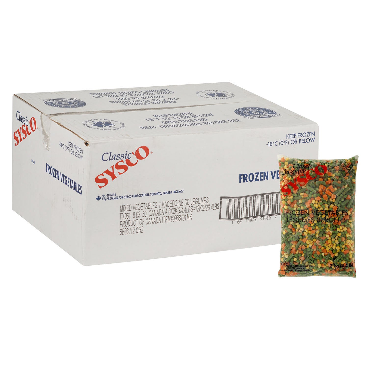 Sysco Classic Mixed Vegetables 6x2kg [$0.31/serving]