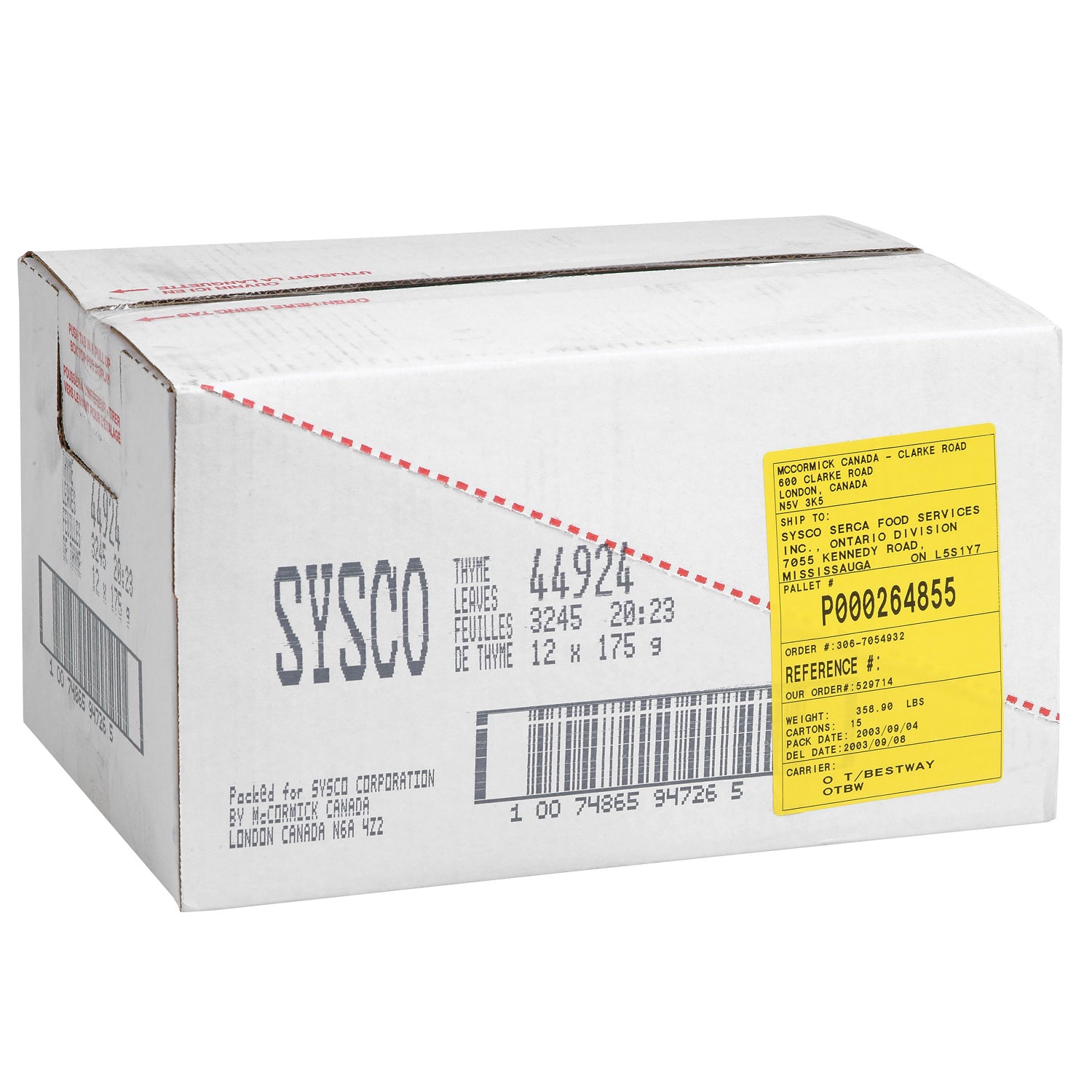 Sysco Imperial Thyme Leaves 175g [$6.49/100g]