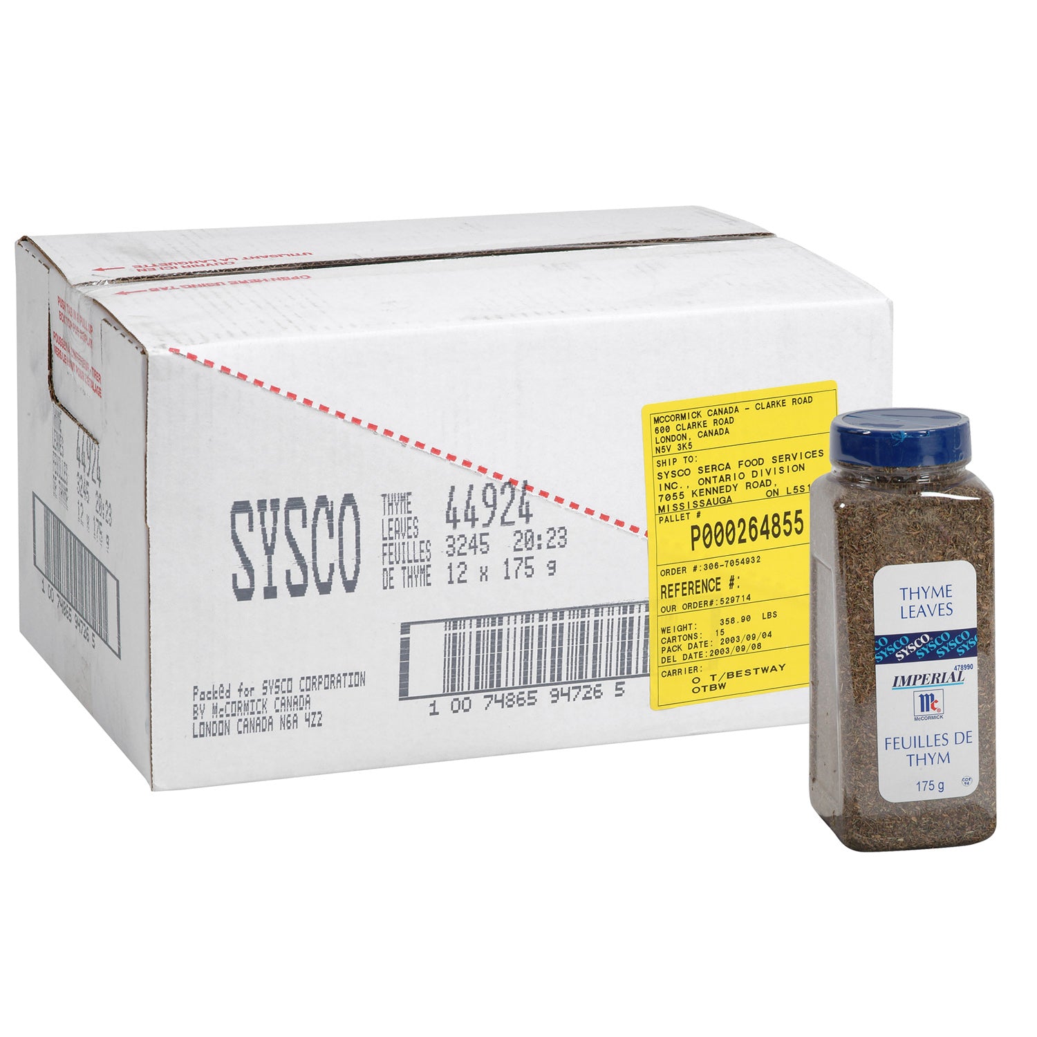 Sysco Imperial Thyme Leaves 175g [$6.49/100g]