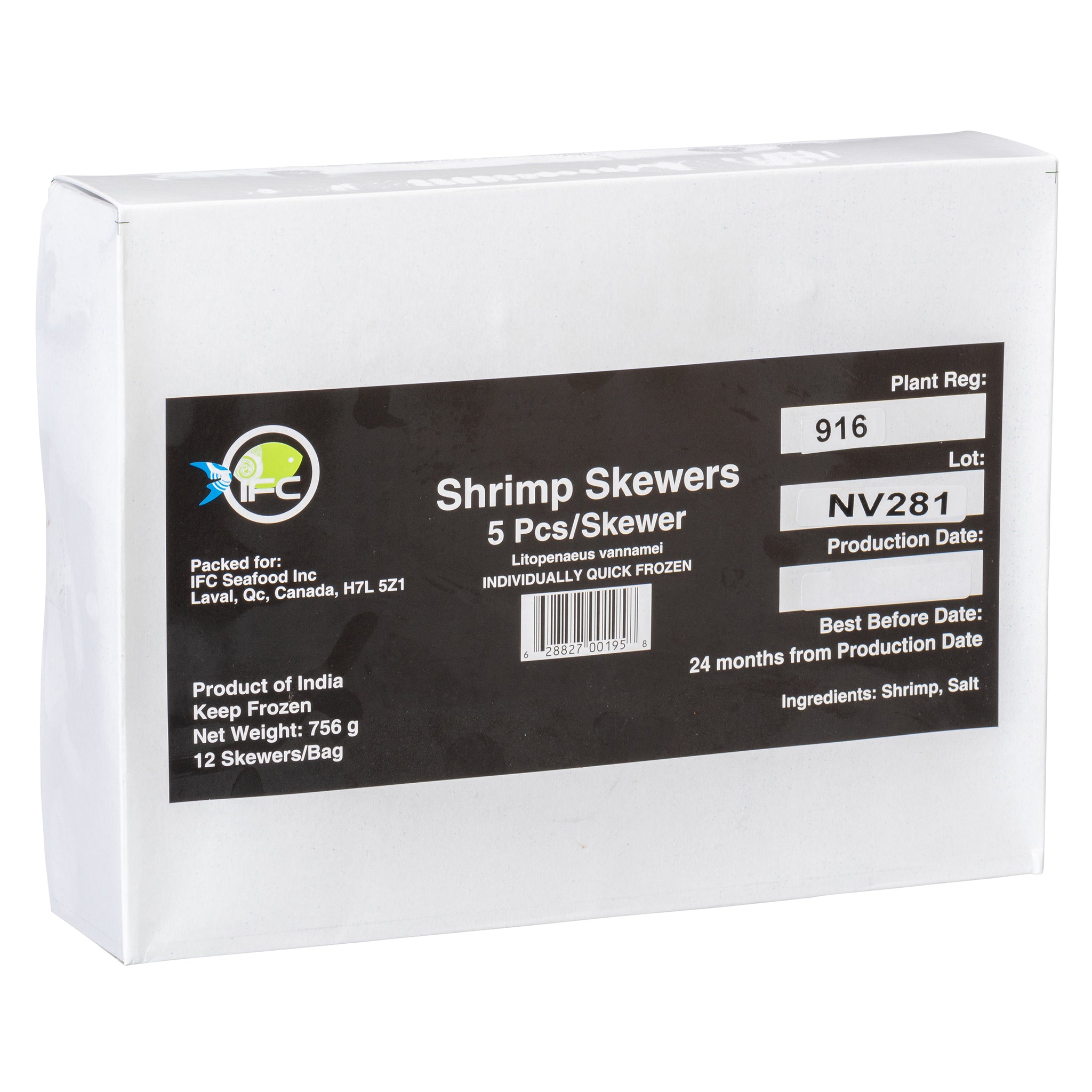 IFC Shrimp Skewers 72x63g [$1.81/serving]