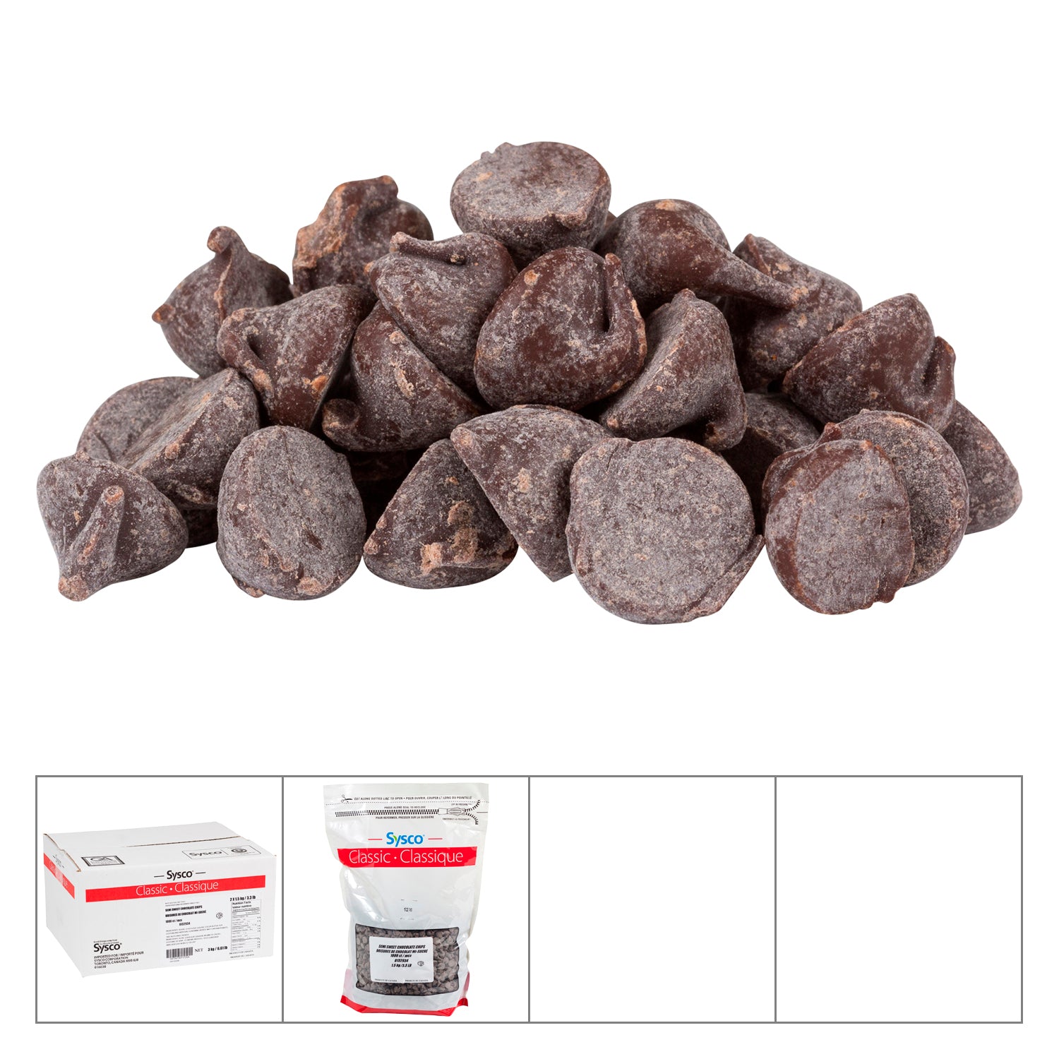 Sysco Classic Semi Sweet Chocolate Chips 2x1.5kg [$23.33/kg] [$10.58/lb]