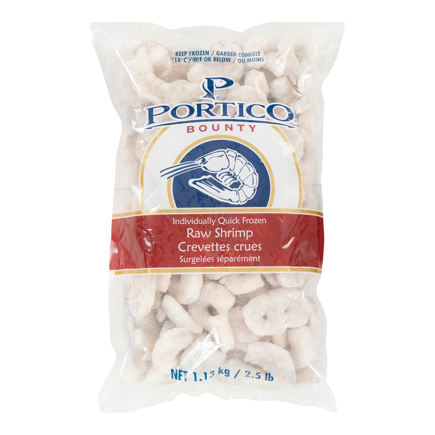 Portico Peeled & Deveined Tail off Shrimp 2x1.13kg [$20.88/kg] [$9.47/lb]